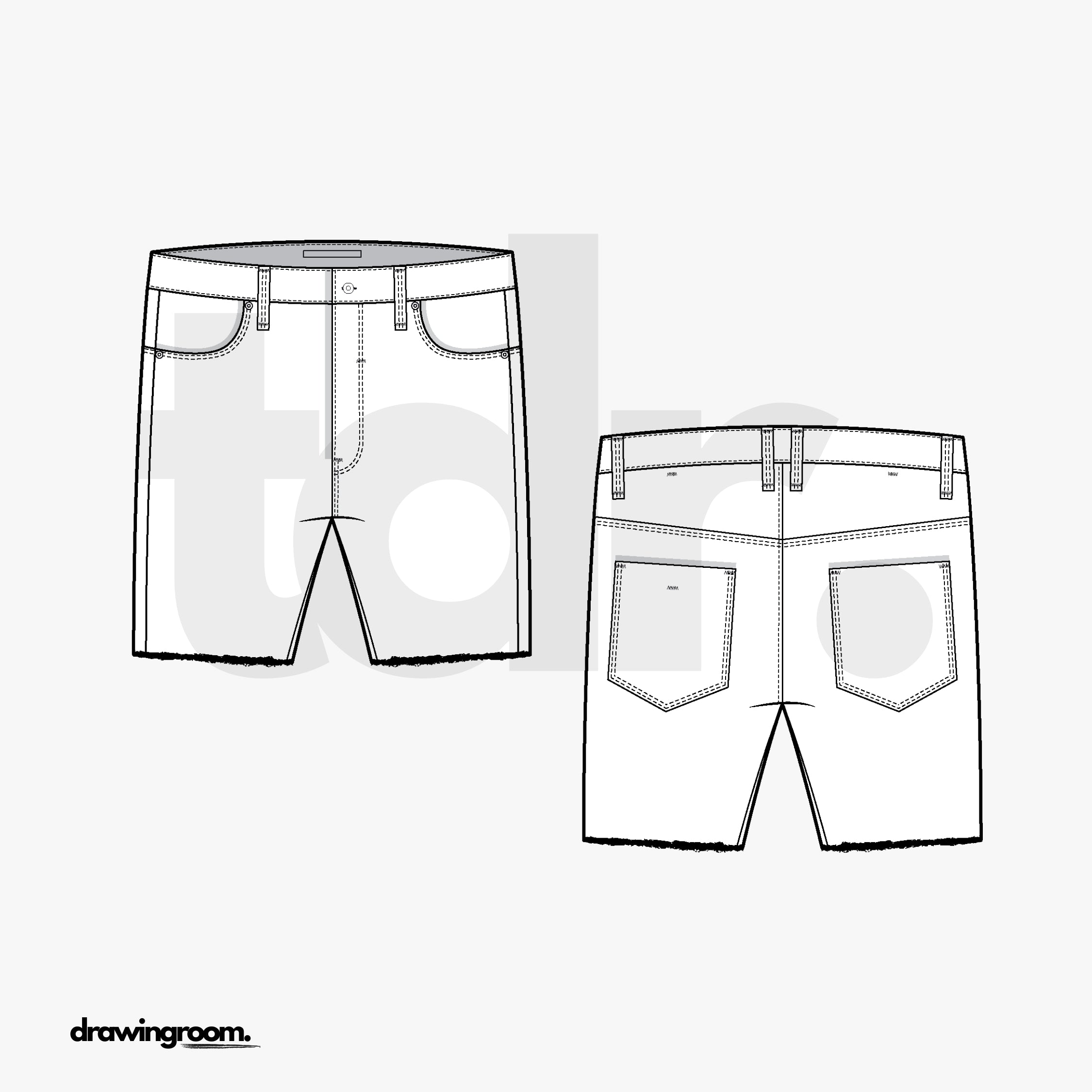 Fitted Jean Shorts - Flat Mockup Vector