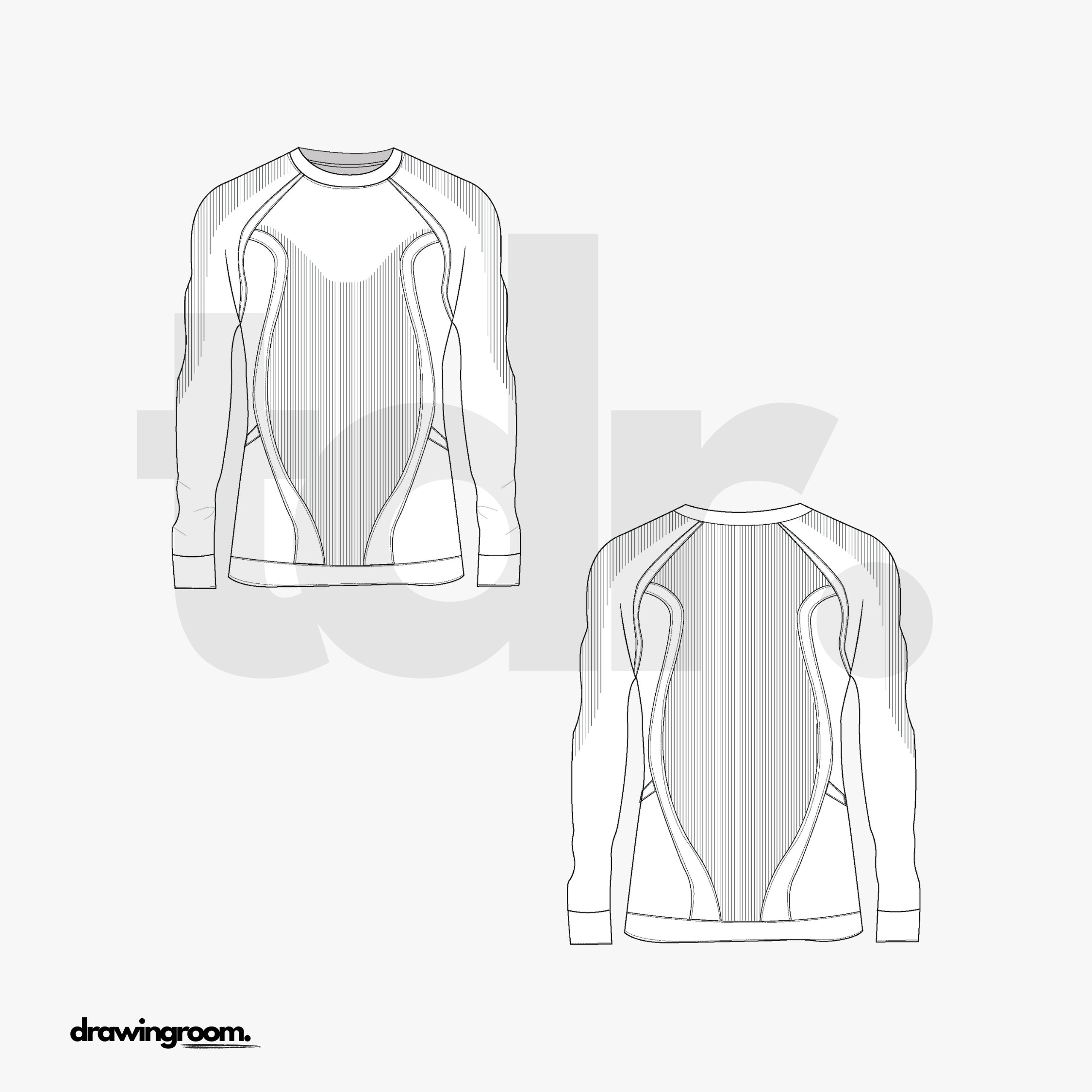 Fitted Textured Long Sleeve Workout Shirt - Flat Mockup Vector