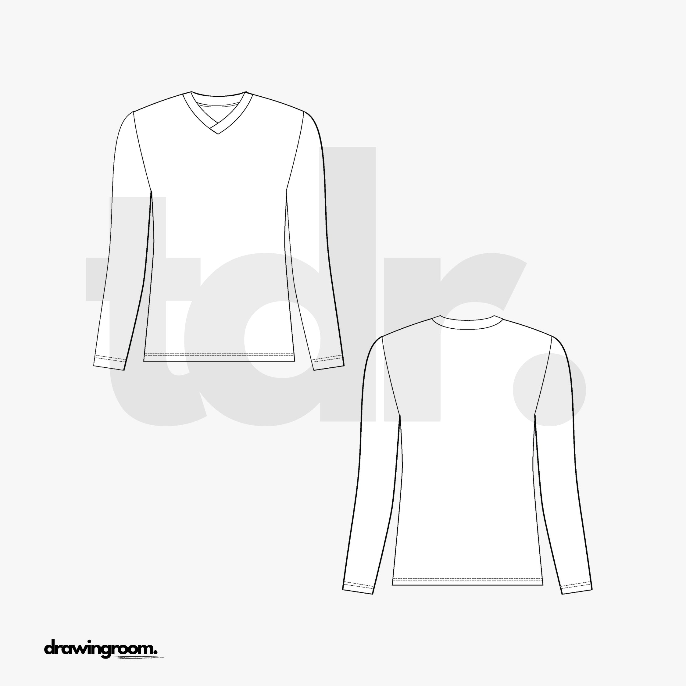 Athletic Fit Long Sleeve Athletic Shirt - Flat Mockup Vector