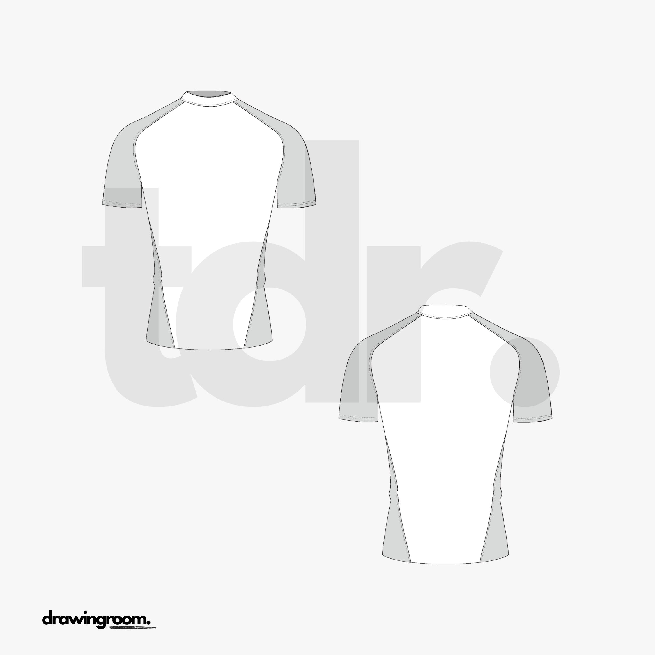 Fitted Short Sleeve Athletic Shirt - Flat Mockup Vector