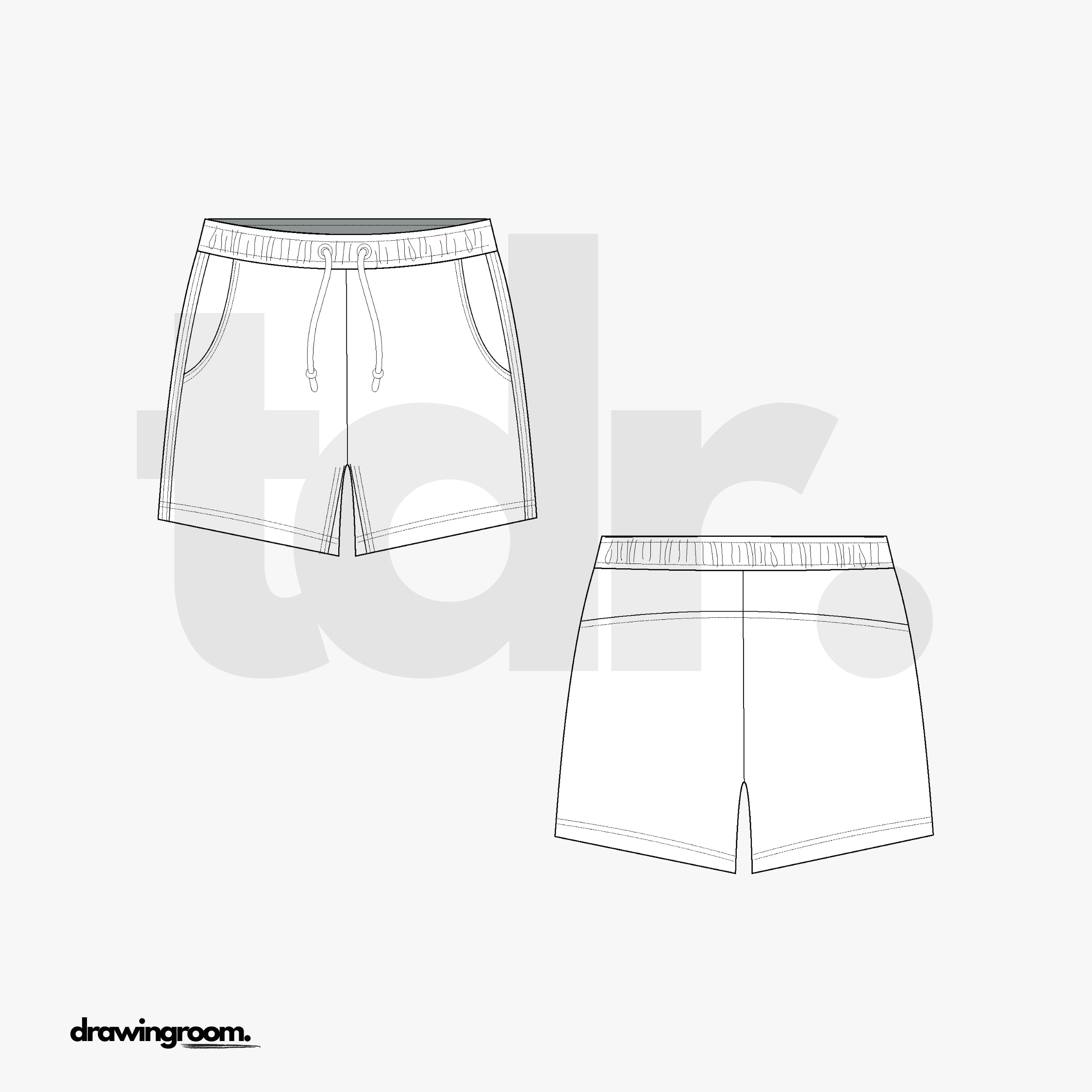 Fitted Swim Shorts - Flat Mockup Vector