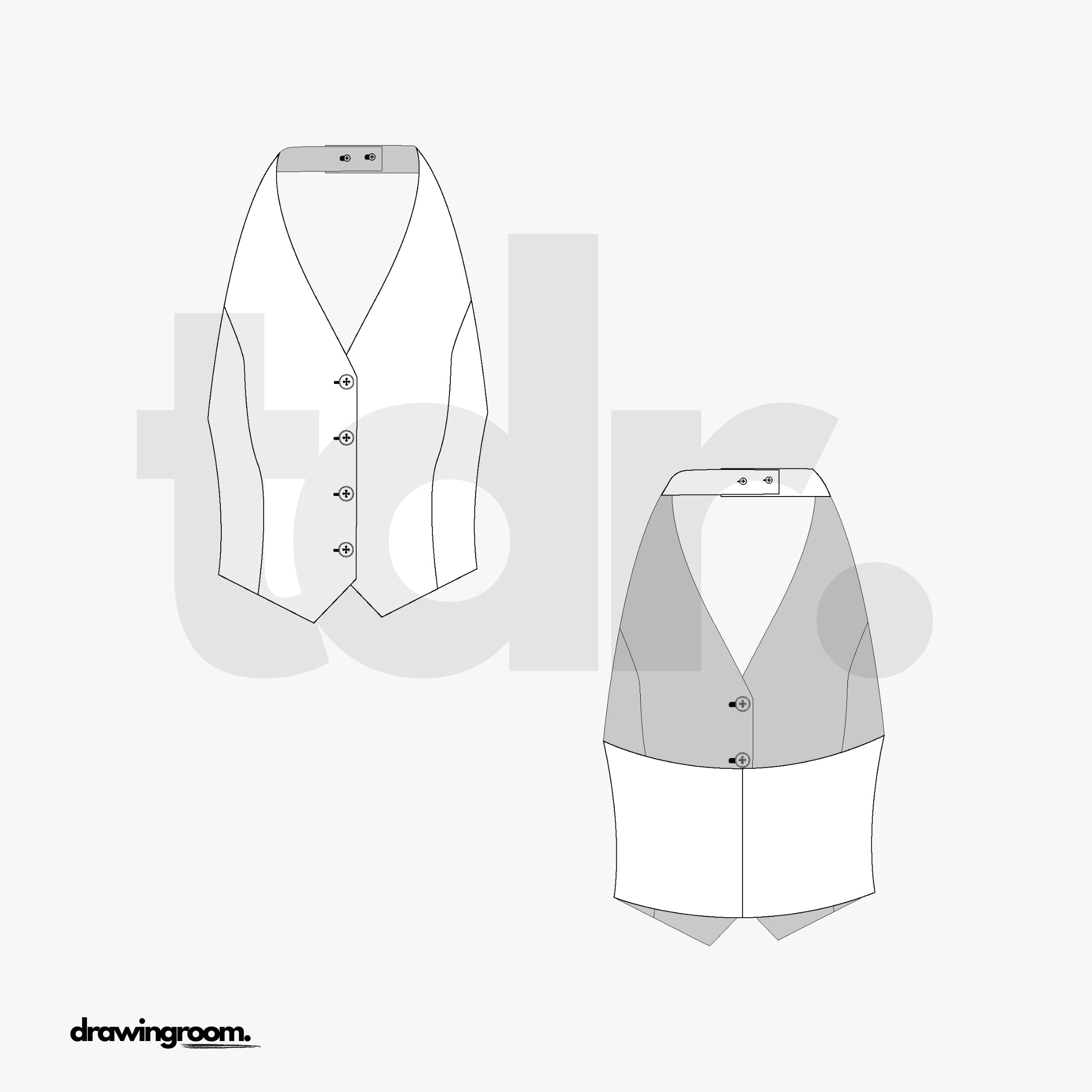 Fitted Halter Suit Vest - Flat Mockup Vector