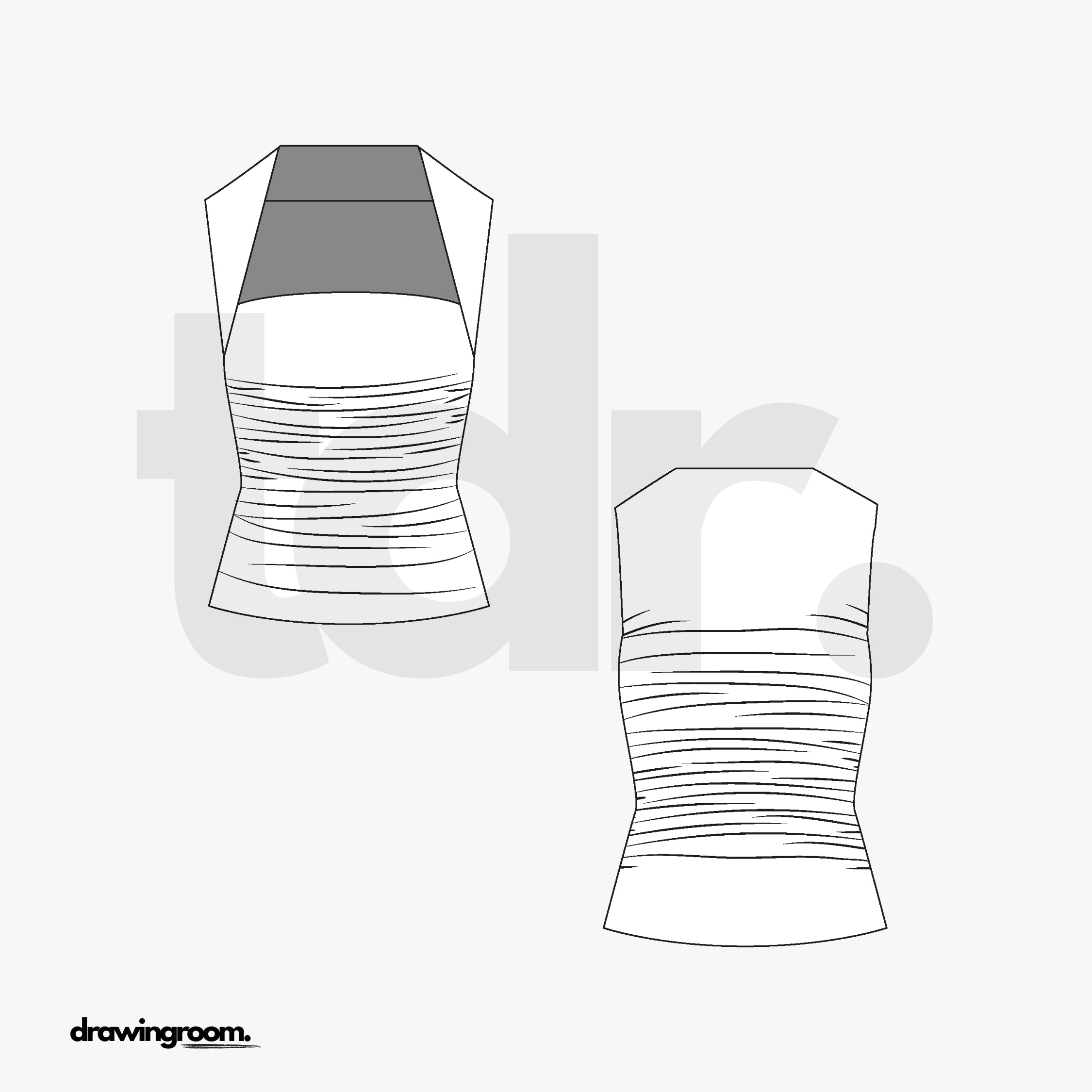 Fitted Ruched Sleeveless Top - Flat Mockup Vector