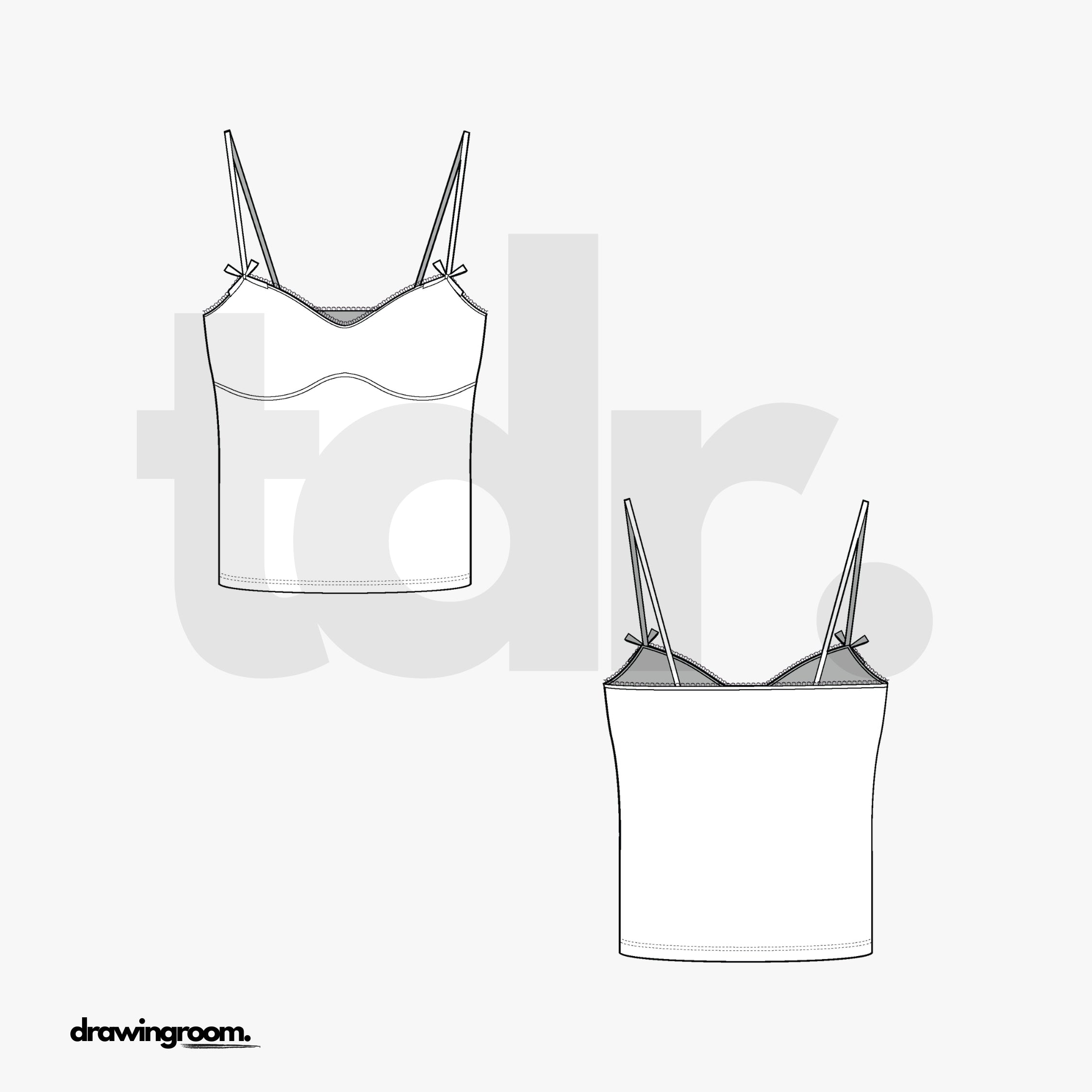 Fitted Spaghetti Strap Tank Top - Flat Mockup Vector