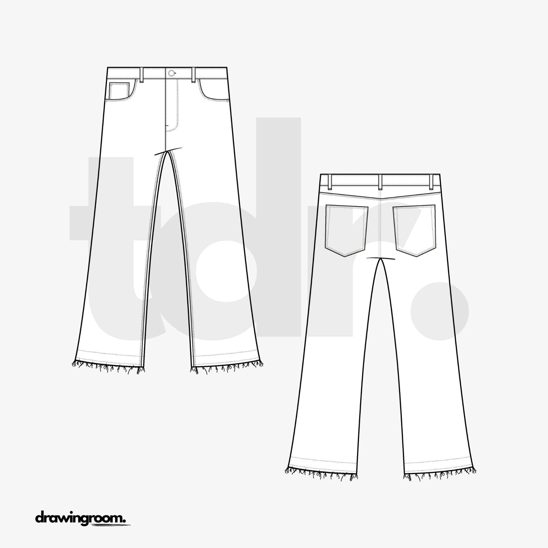 Flare Fit Cropped Jeans - Flat Mockup Vector