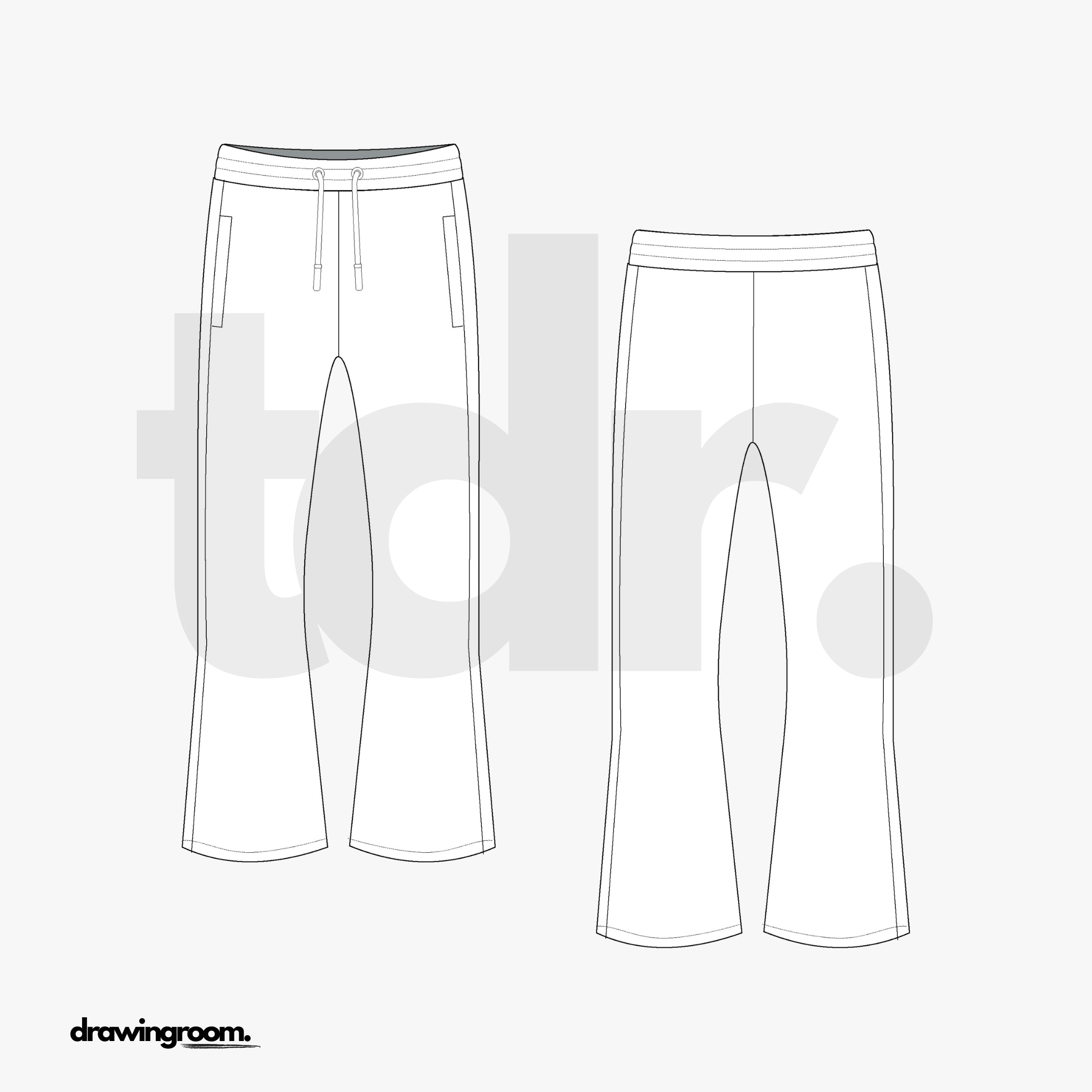 Flared Track Pants - Flat Mockup Vector