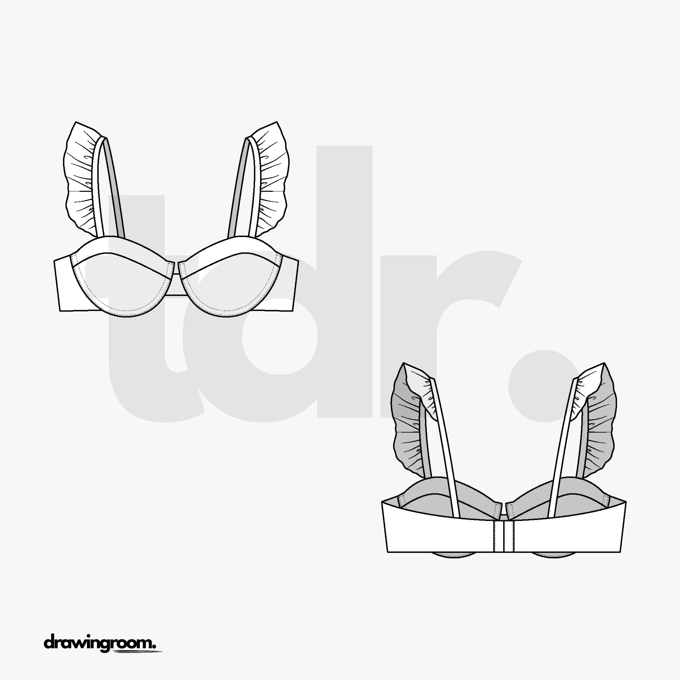 Flutter Sleeves Bikini Top - Flat Mockup Vector