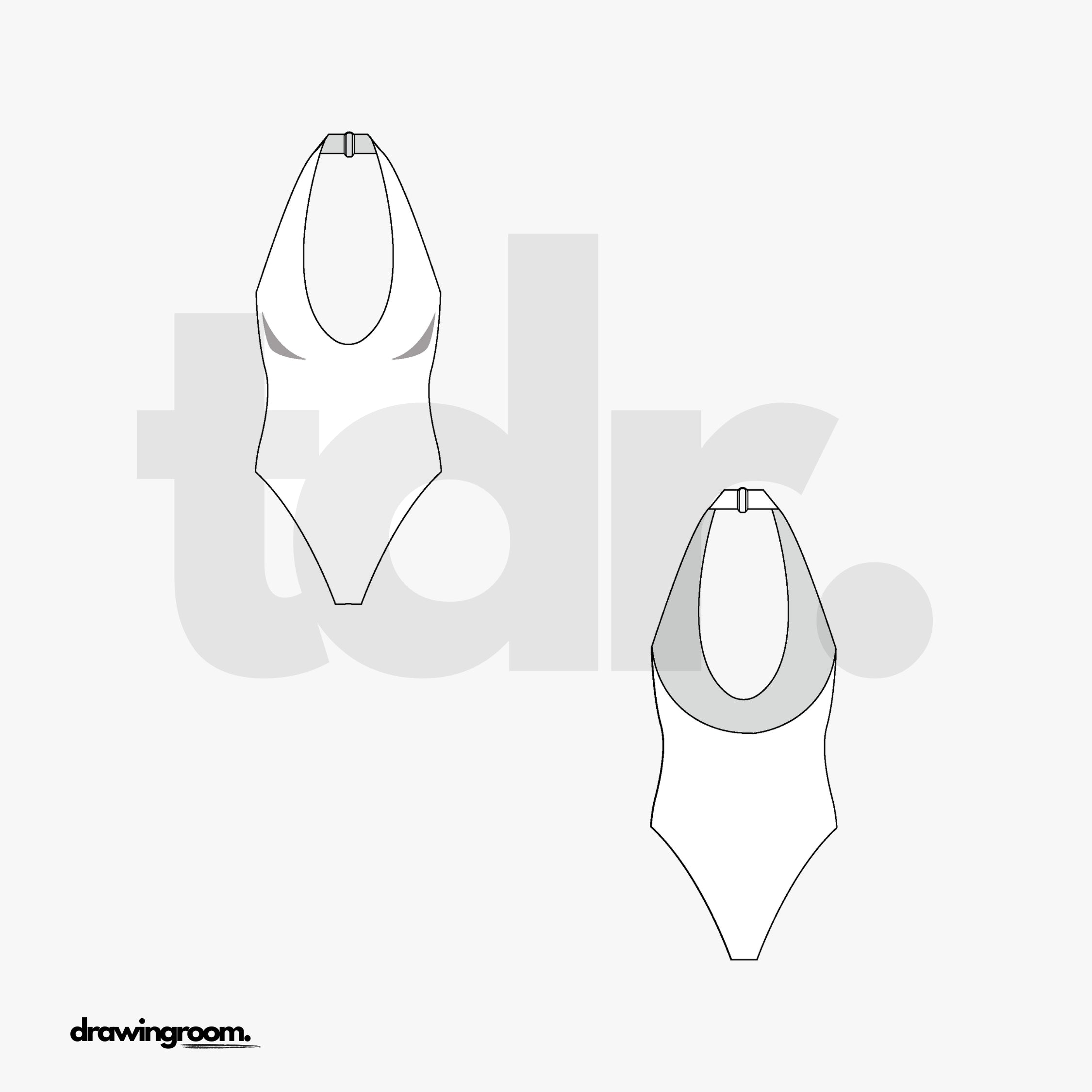 Halter One Piece Swim Suit - Flat Mockup Vector