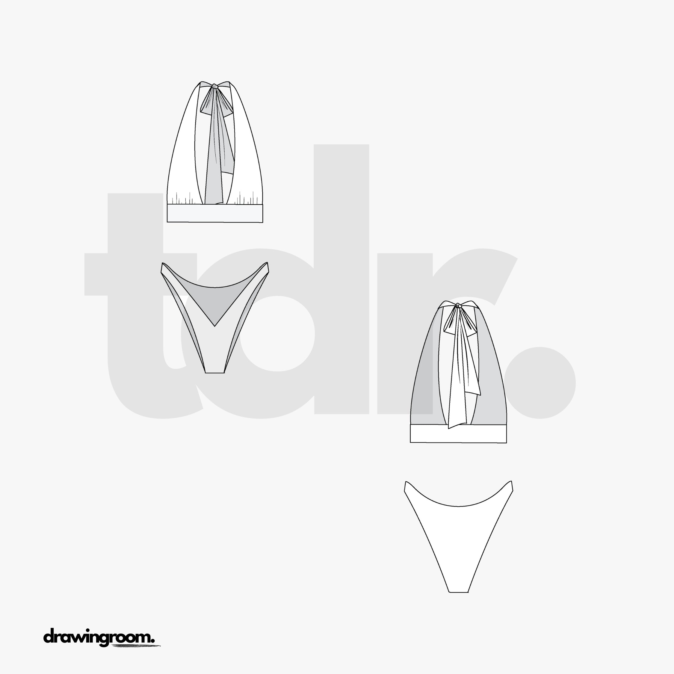 Halter Top Two Piece Swim Suit - Flat Mockup Vector