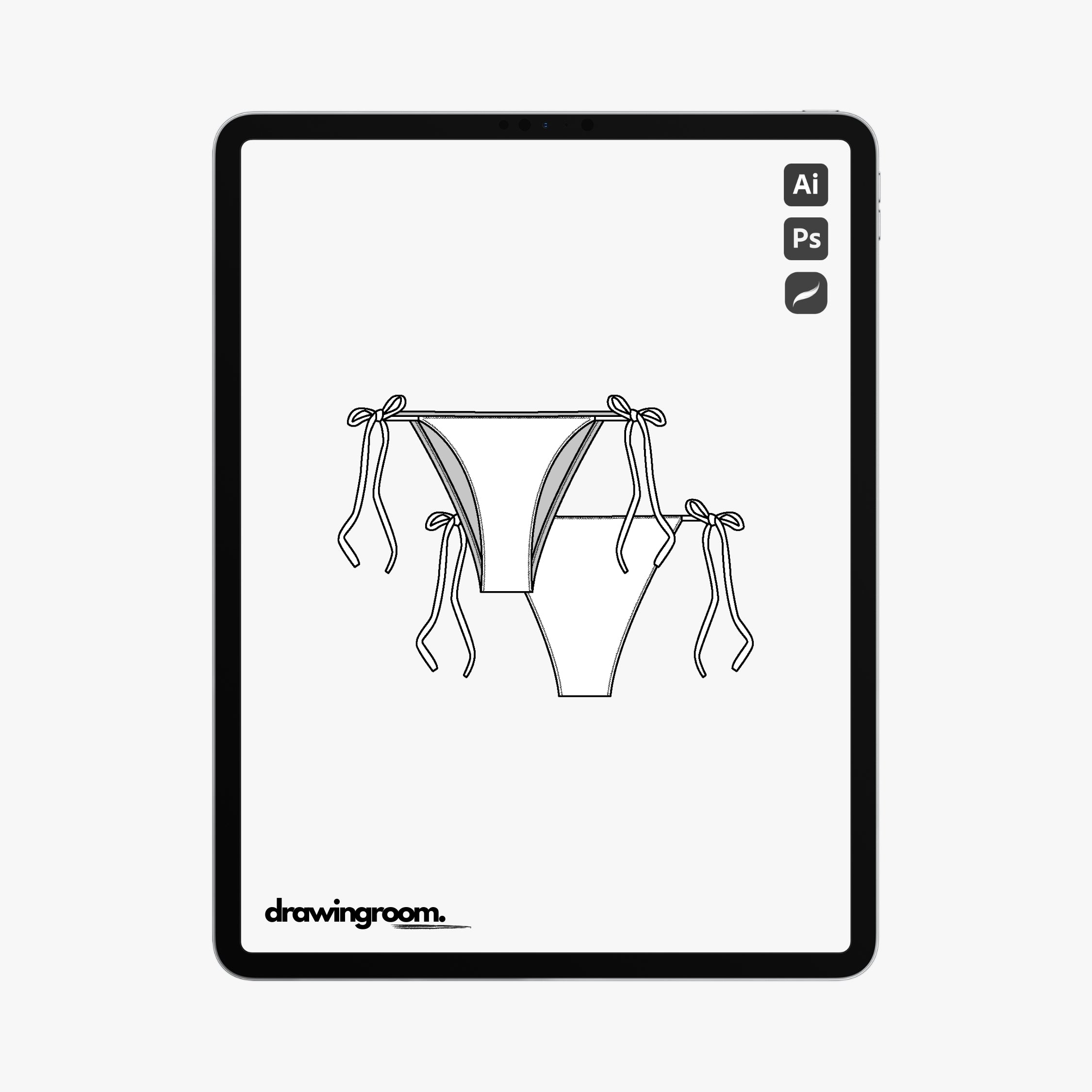 High Leg Side Tie Bikini Bottom - Flat Mockup Vector