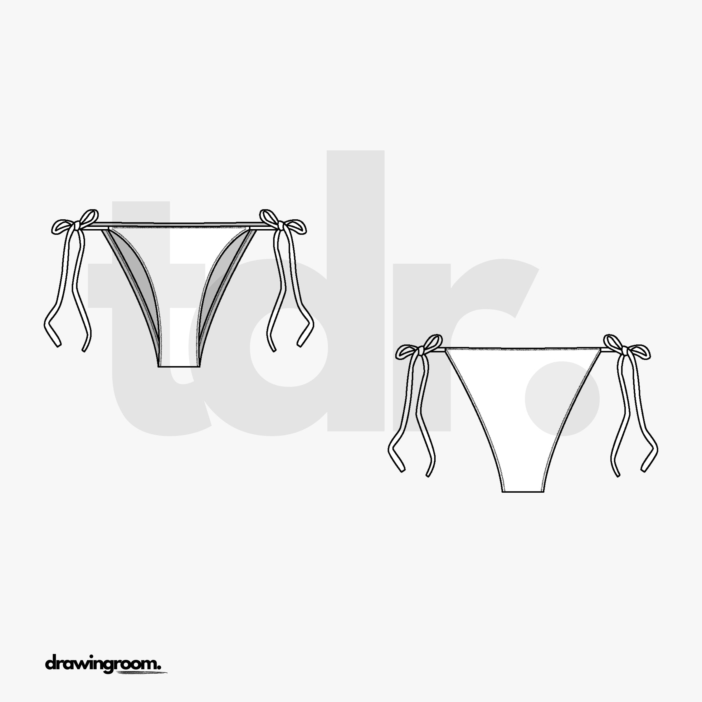 High Leg Side Tie Bikini Bottom - Flat Mockup Vector