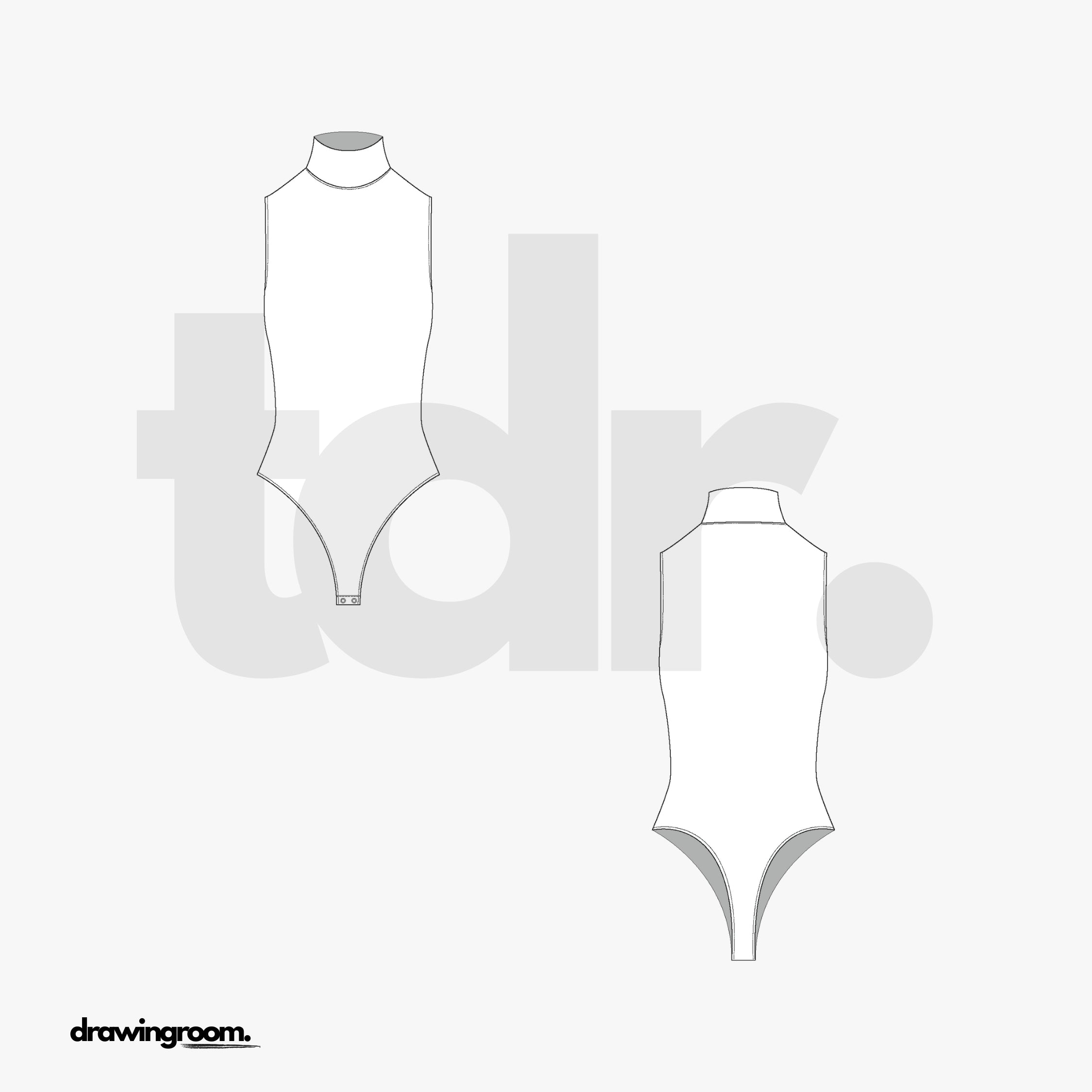 High Neck Sleeveless Thong Body Suit - Flat Mockup Vector