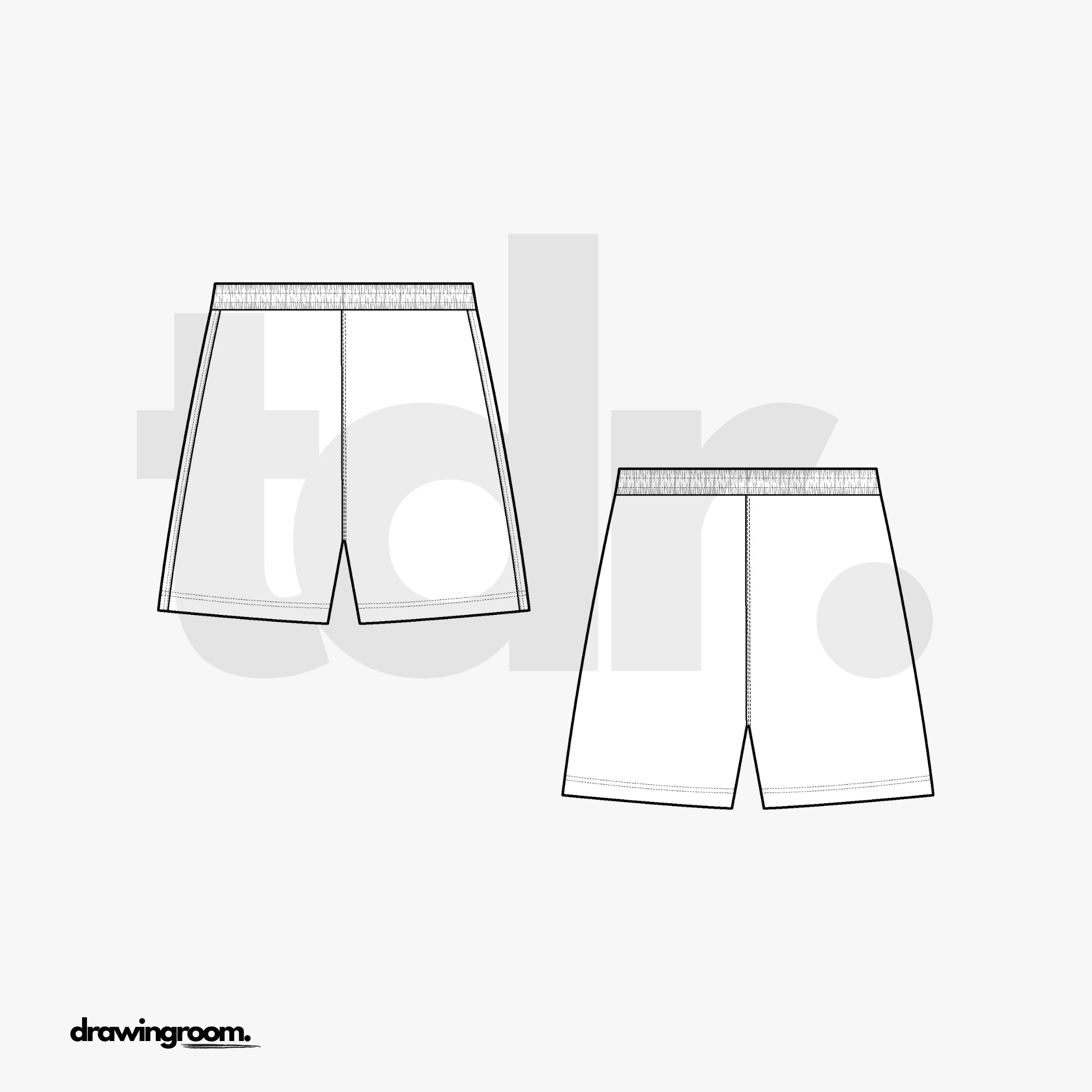 High Waisted Relaxed Fit Athletic Shorts - Flat Mockup Vector