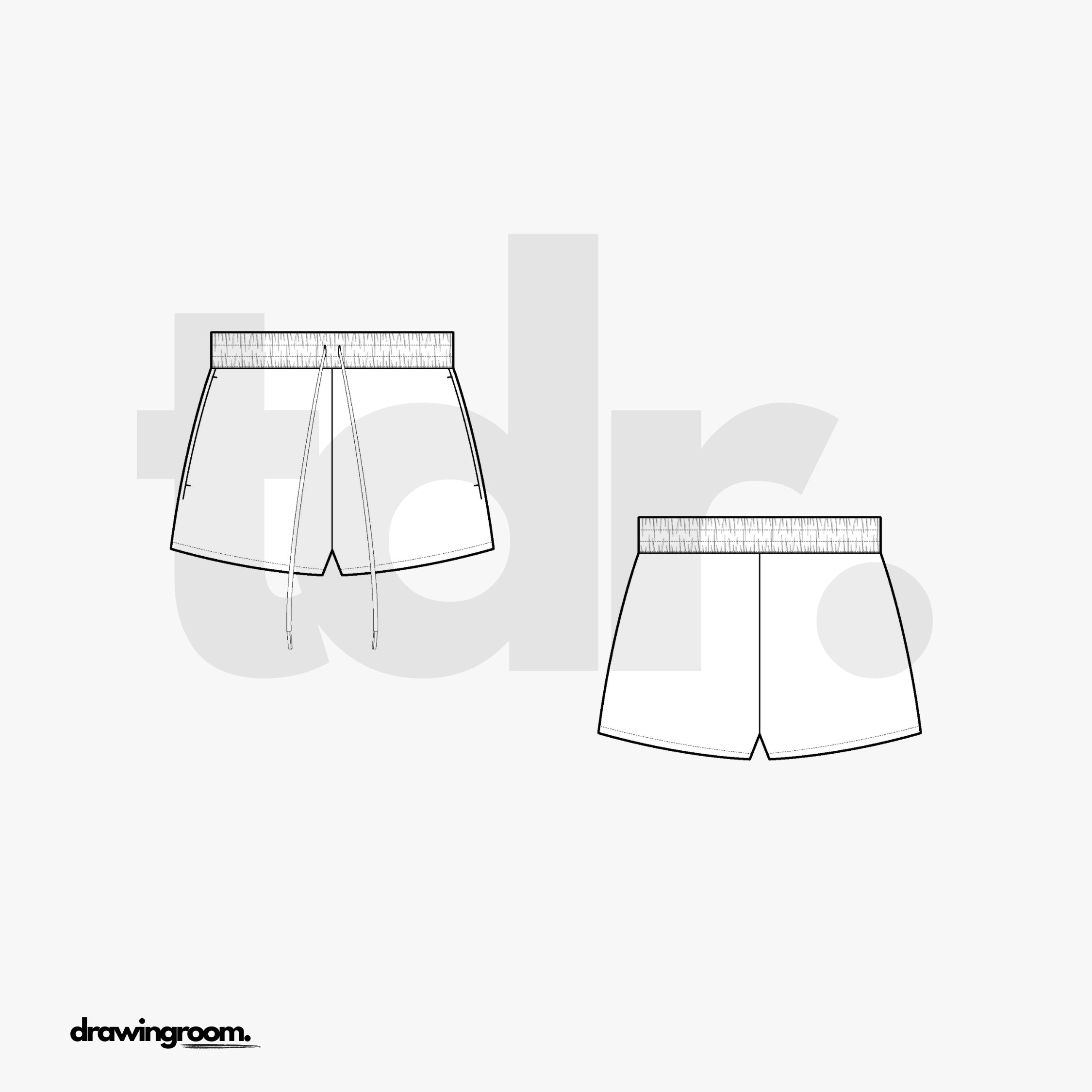 Jogger Shorts with In Seam Pockets and Short Inseam - Flat Mockup Vector