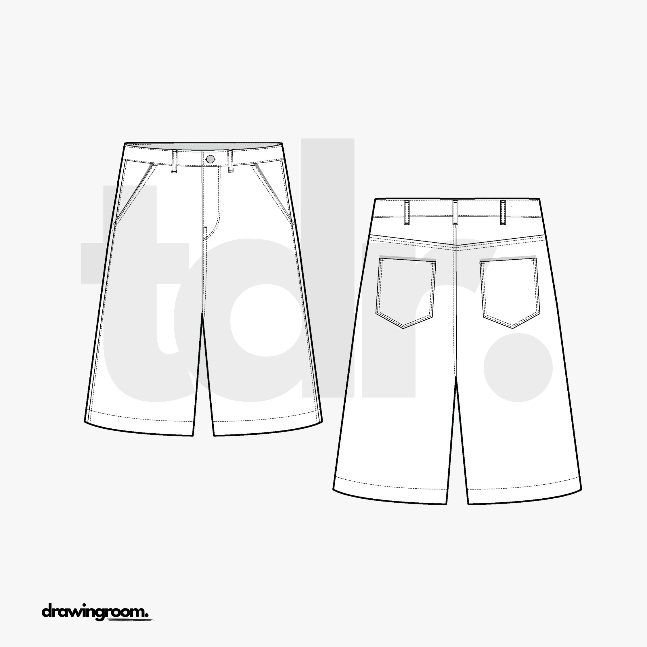 Denim Jorts - Flat Mockup Vector