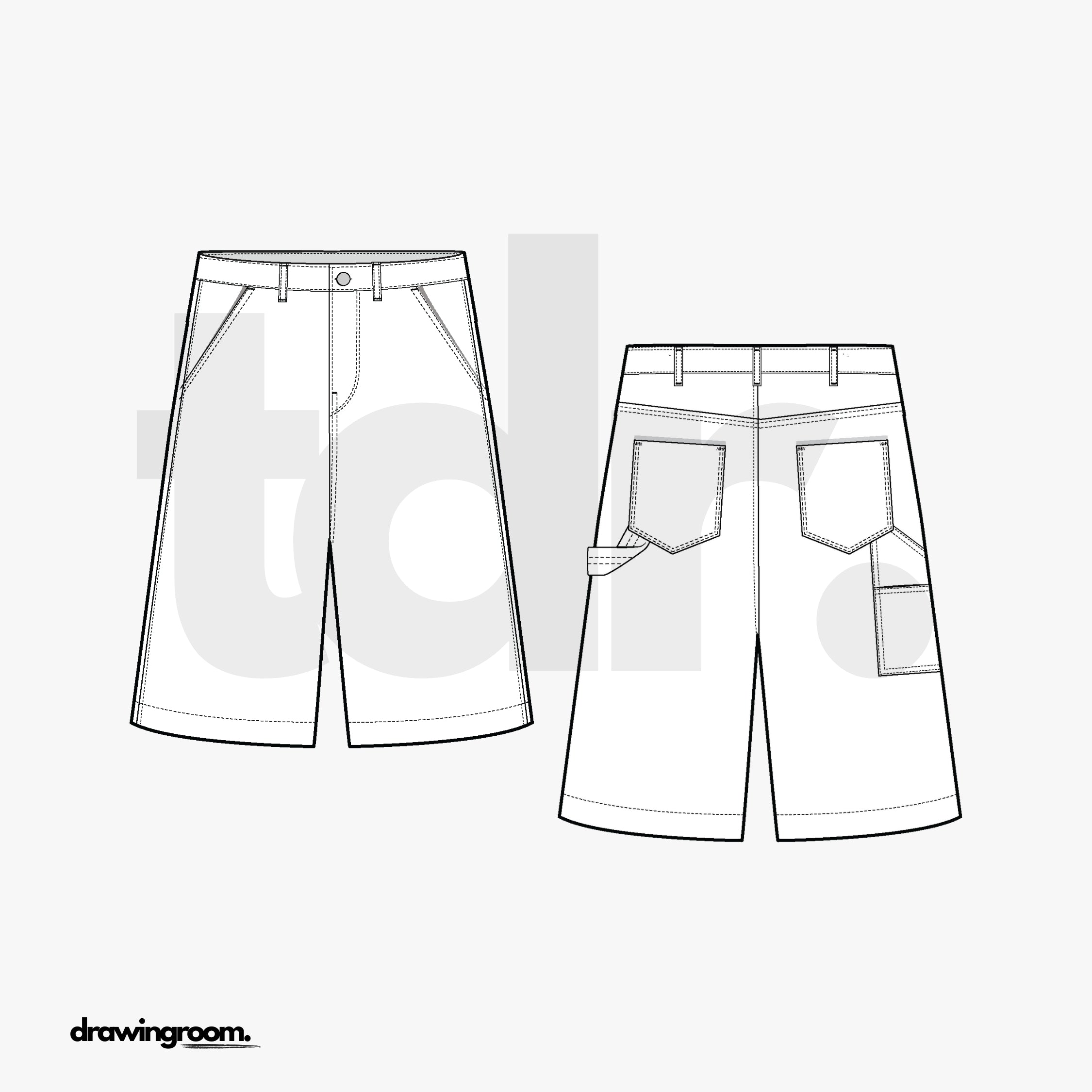 Utility Jorts - Flat Mockup Vector