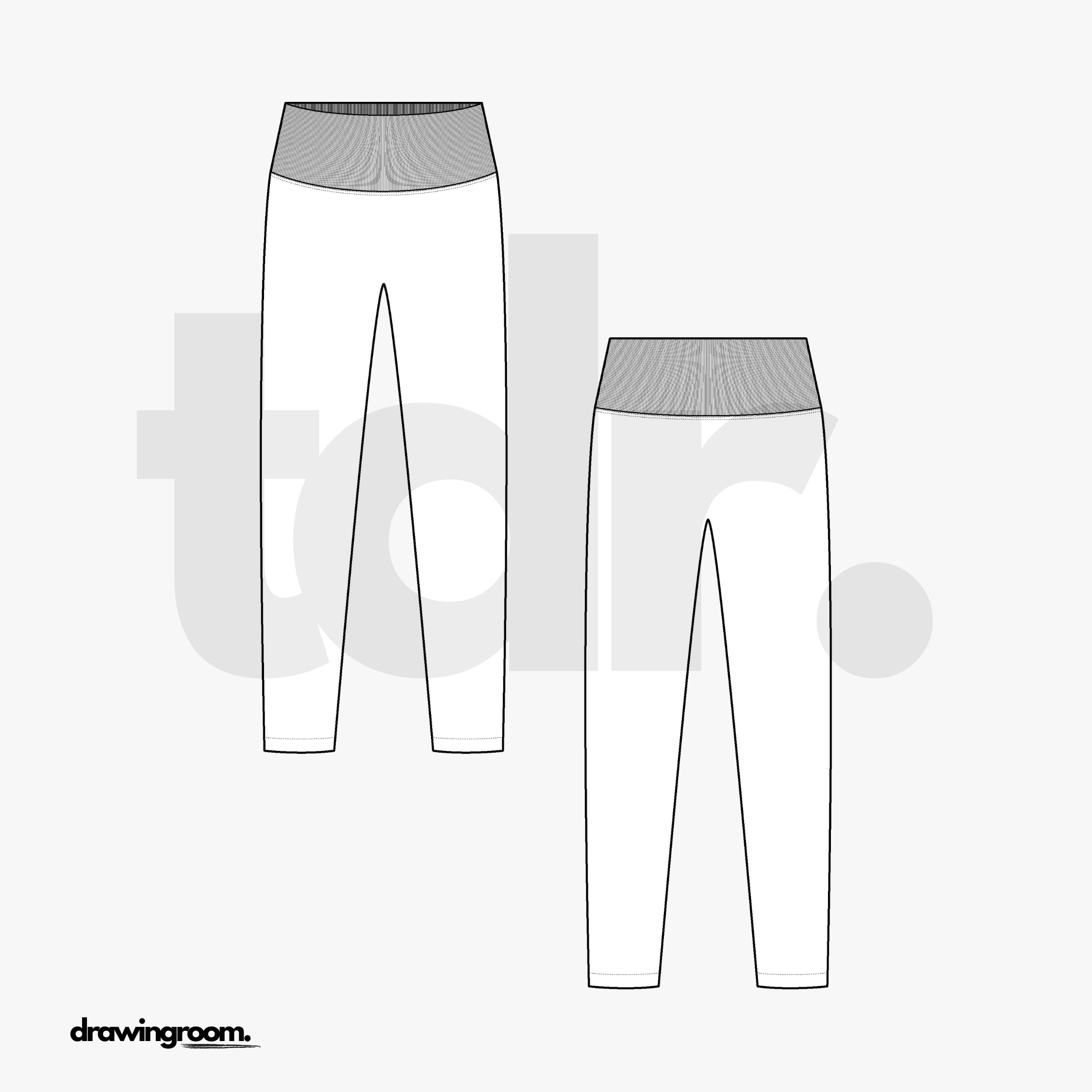 Leggings with Wide Waistband - Flat Mockup Vector