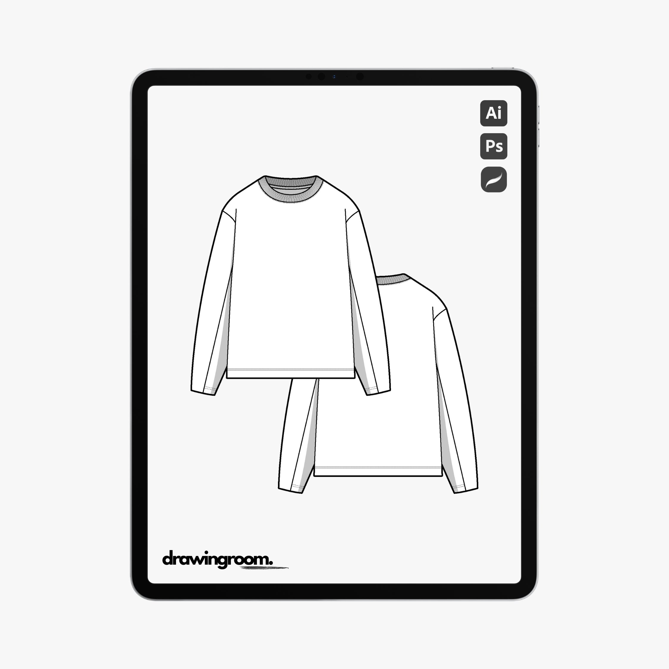 Long Sleeve Athletic Jersey - Flat Mockup Vector