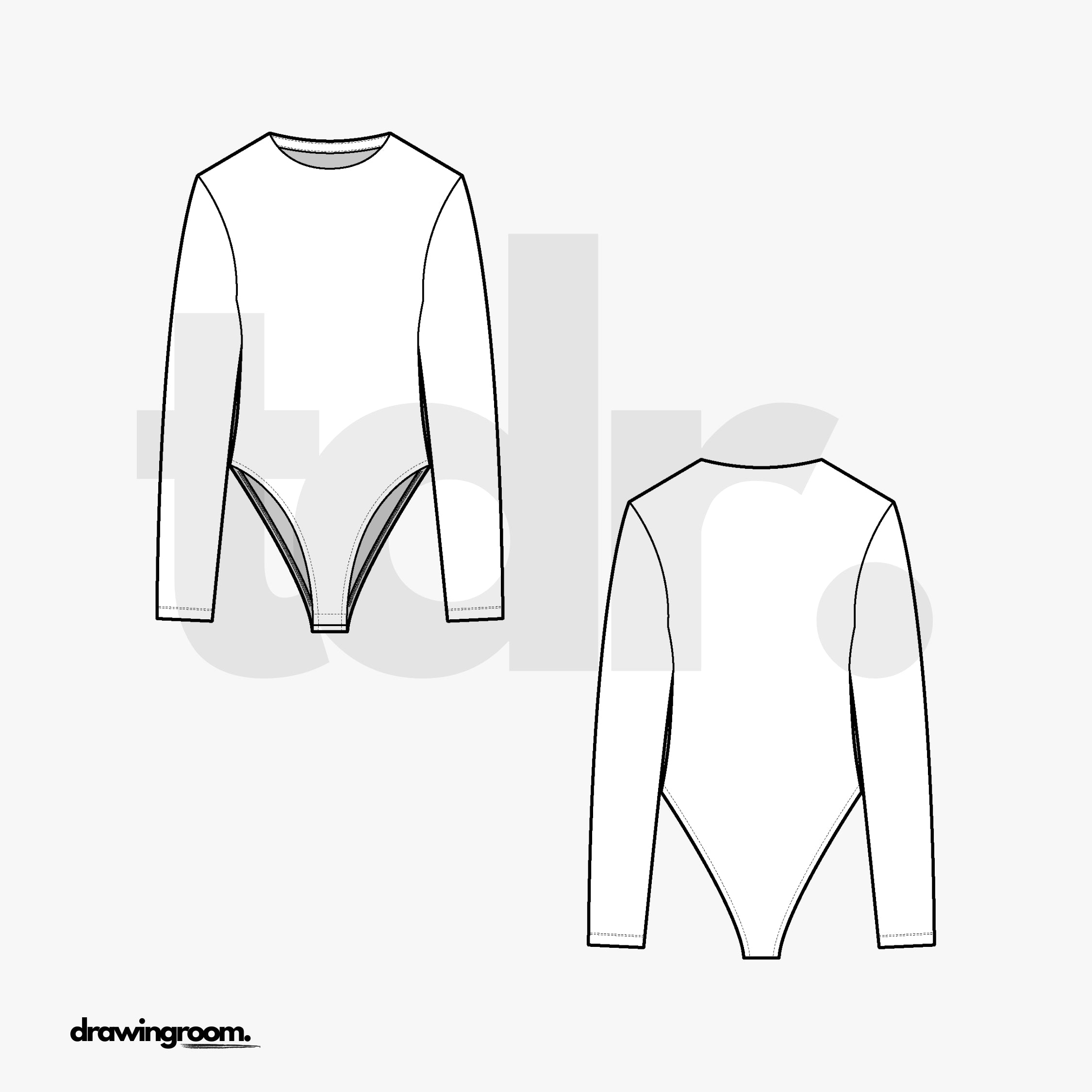 Long Sleeve Crewneck Body Suit - Flat Mockup Vector