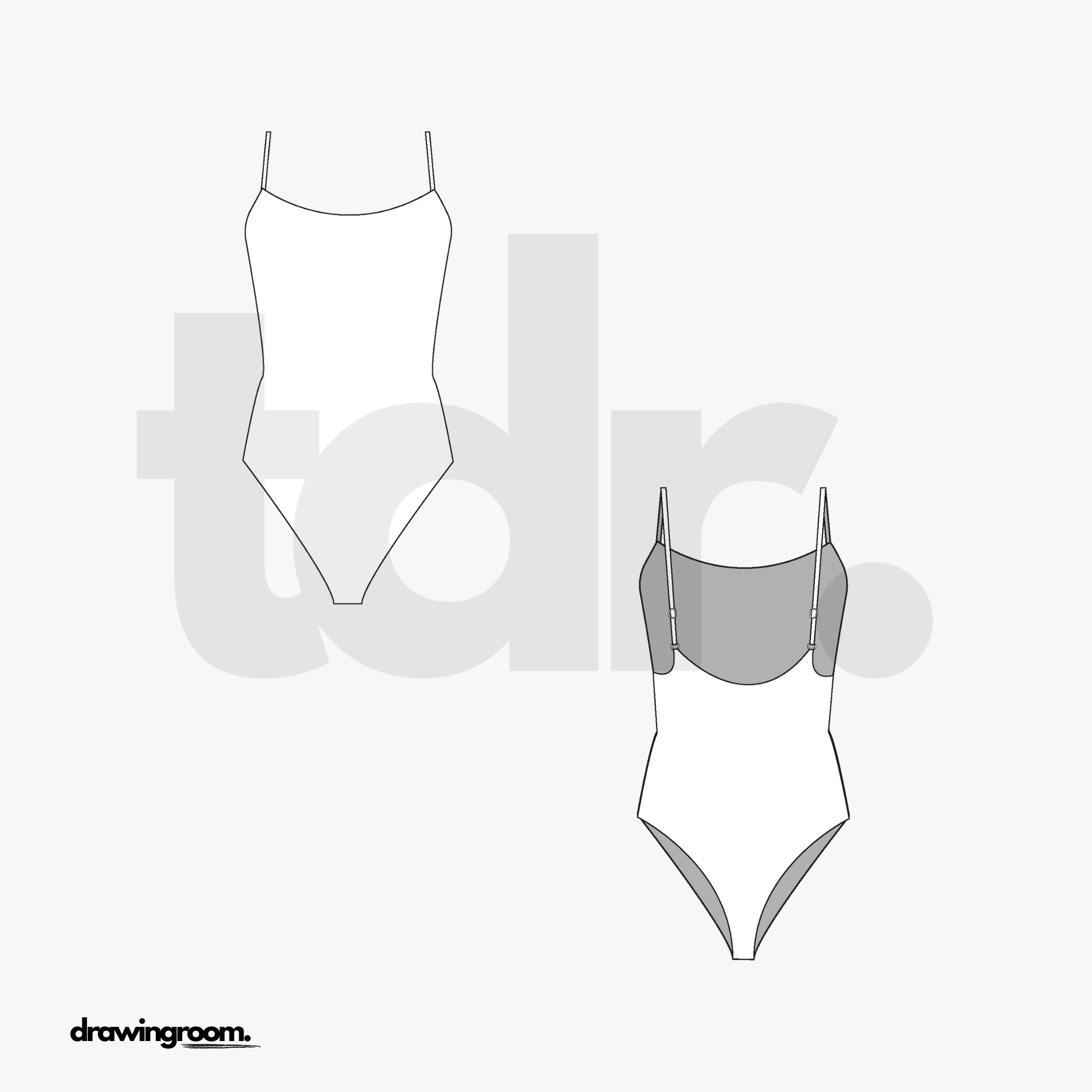 Low Back Tank Body Suit - Flat Mockup Vector