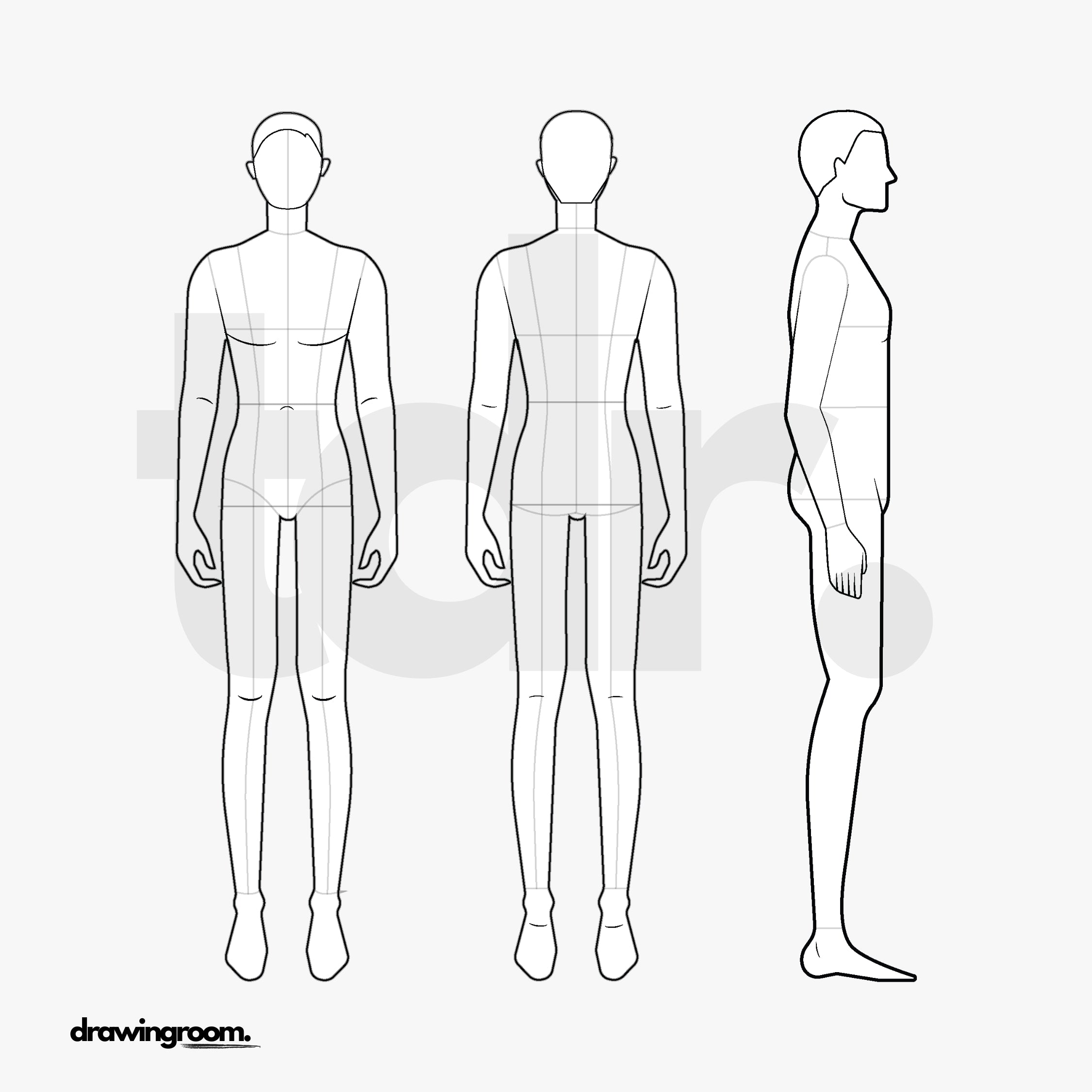 Male Croquis - Flat Mockup Vector