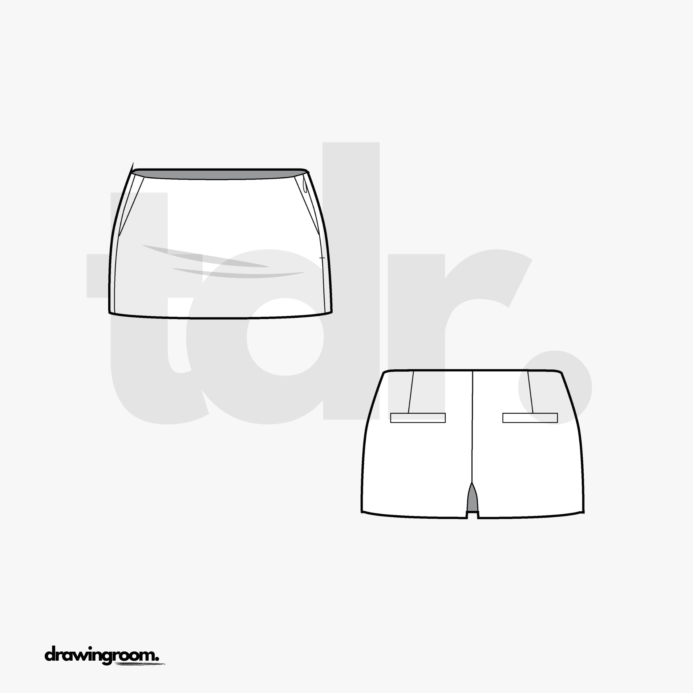 Micro Mini Casual Skirt - Flat Mockup Vector