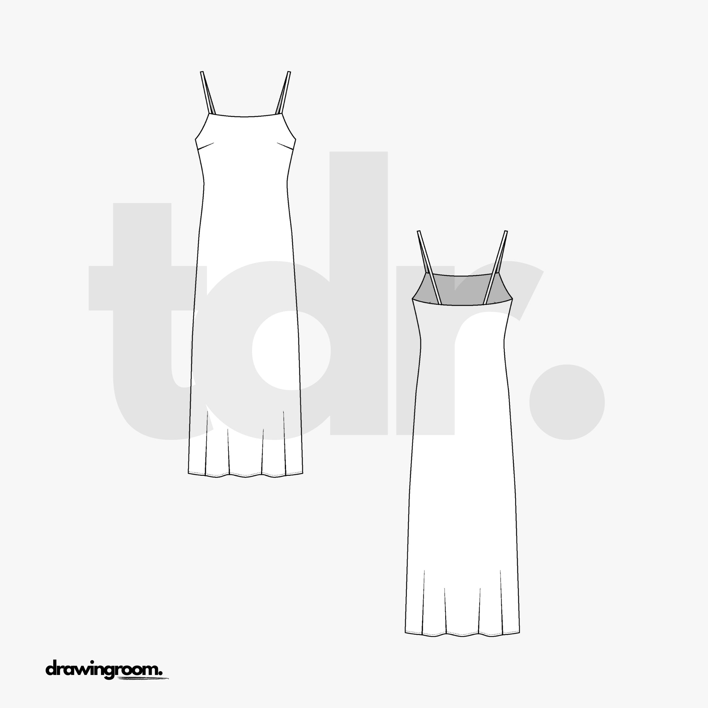 Midi Sheath Dress with Bust Darts - Flat Mockup Vector