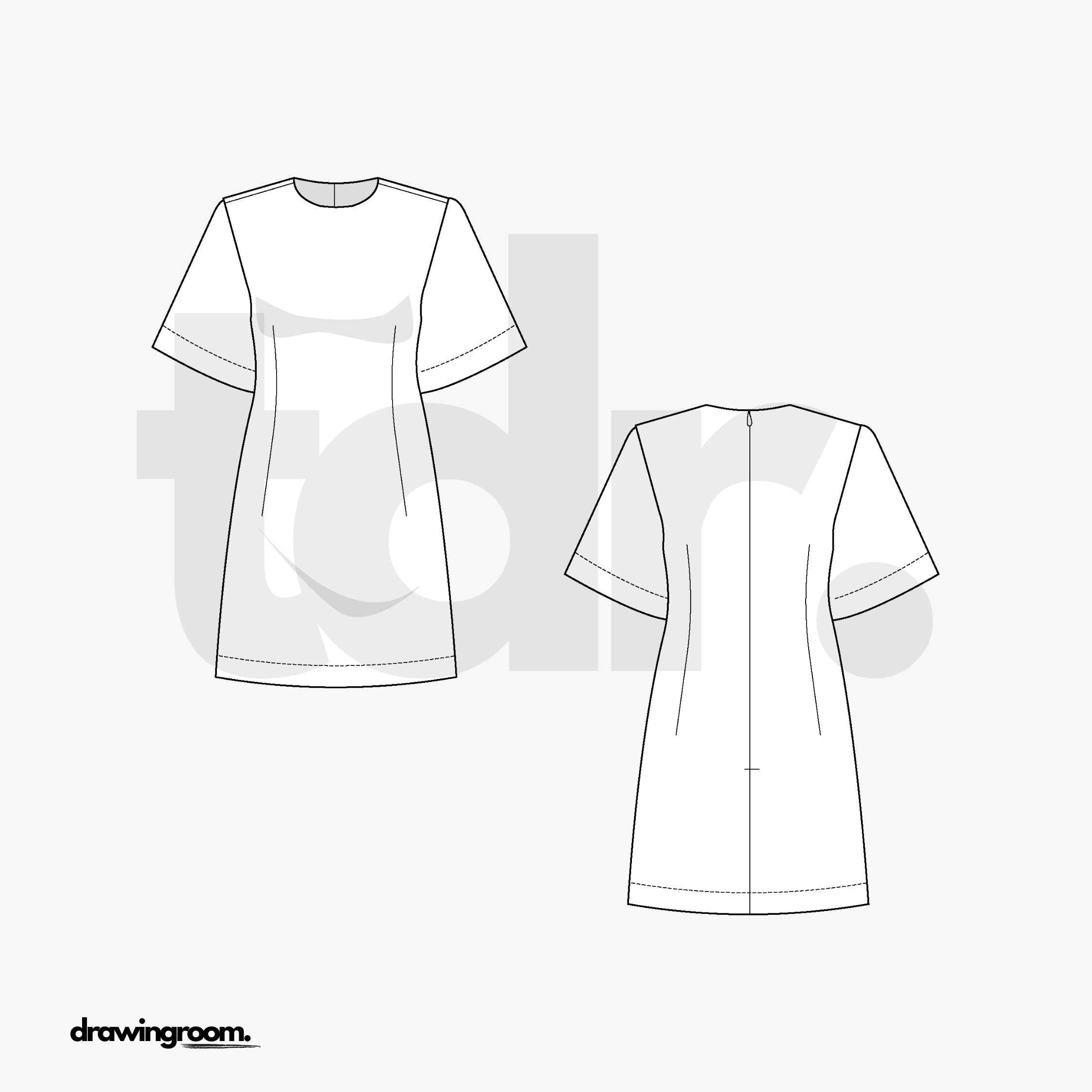 Mini A-Line Short Sleeve Dress - Flat Mockup Vector