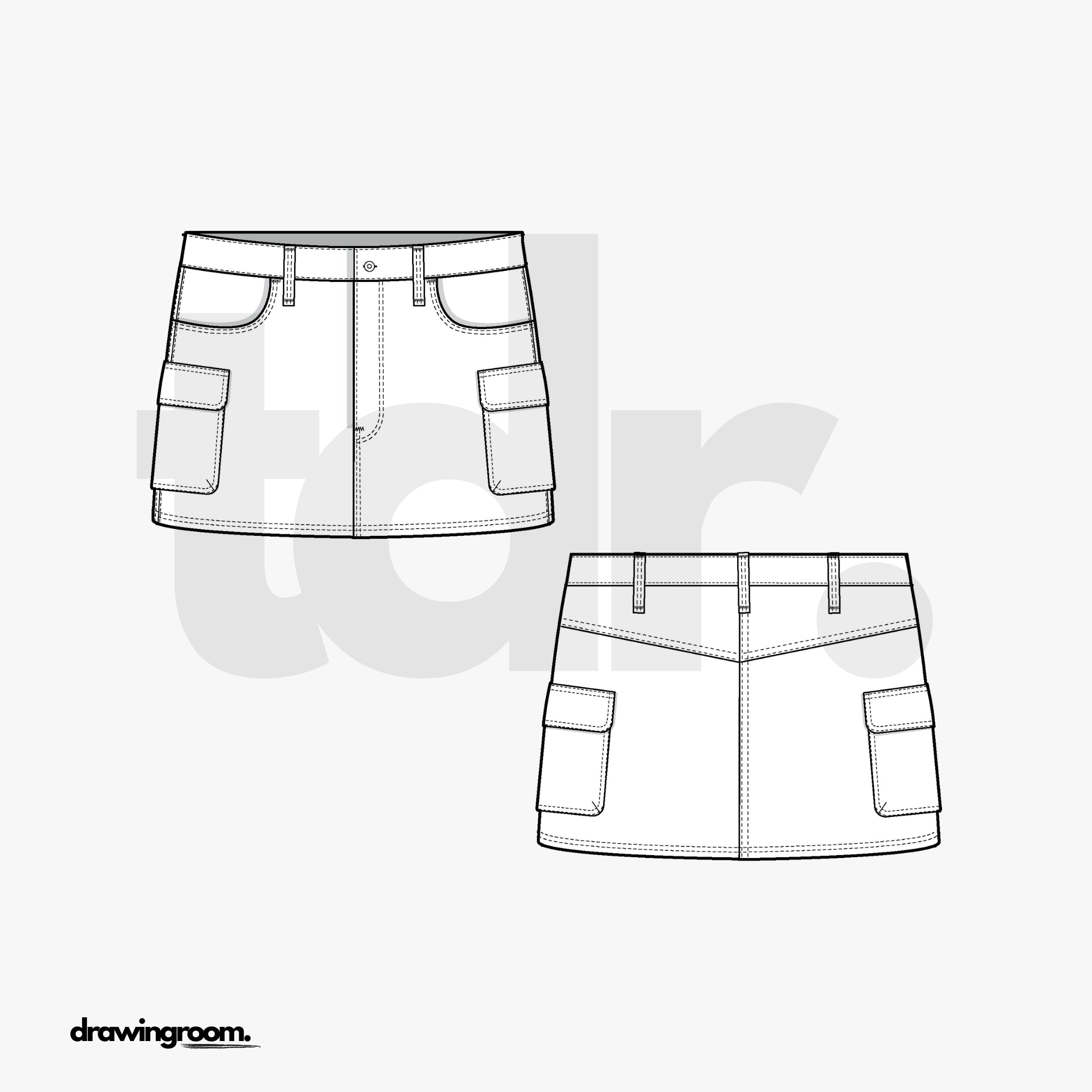 Mini Cargo Skirt - Flat Mockup Vector