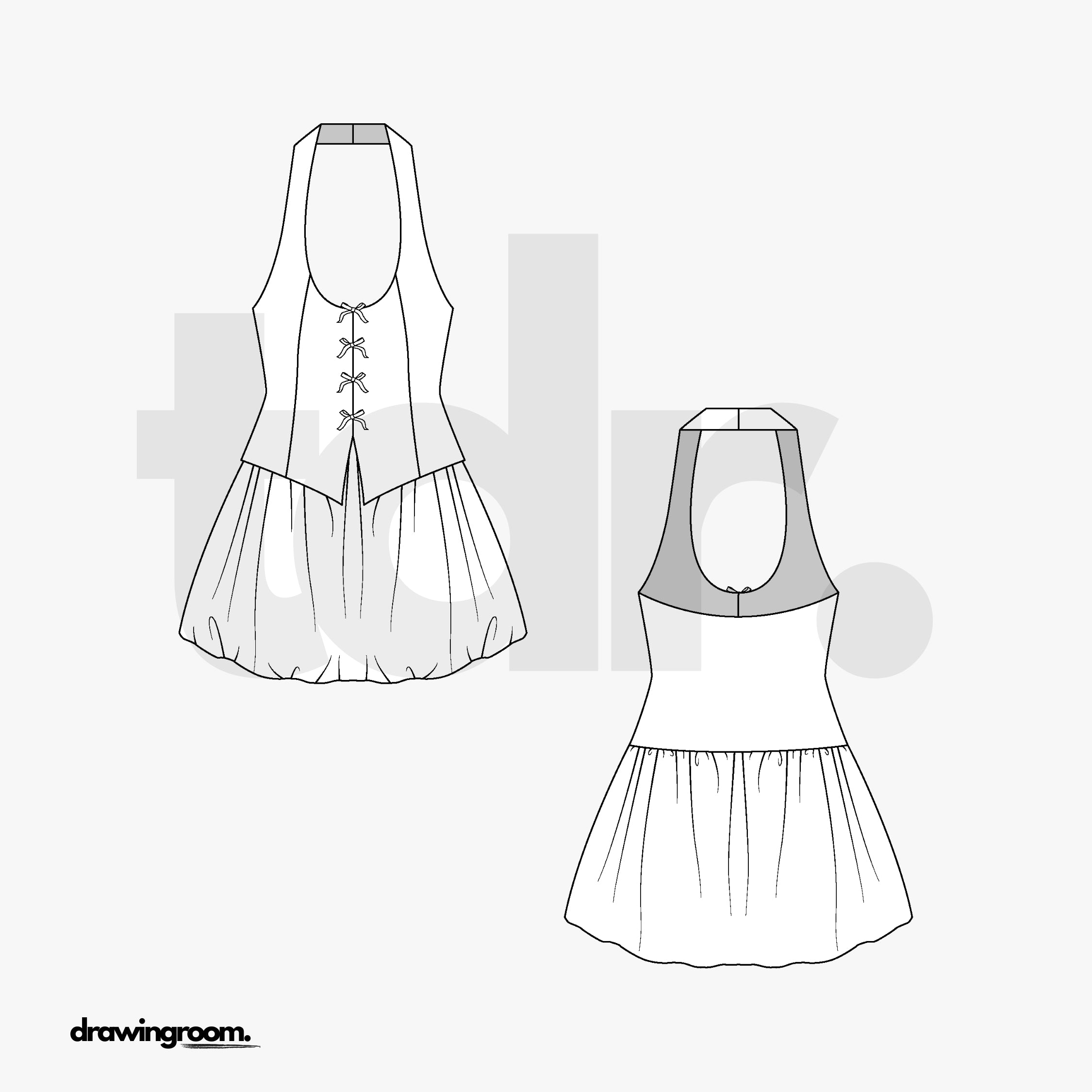 Mini Halter Corset Top Dress - Flat Mockup Vector