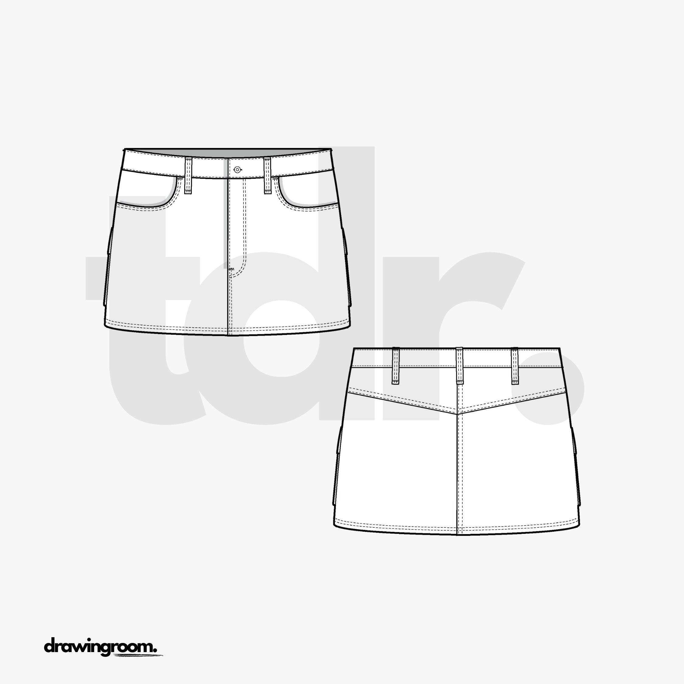 Mini Jean Skirt - Flat Mockup Vector