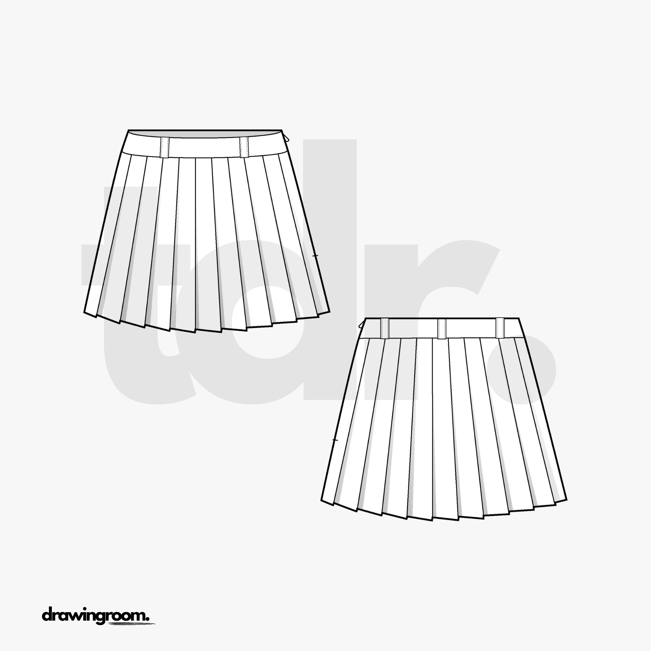 Mini Pleated Skirt - Flat Mockup Vector