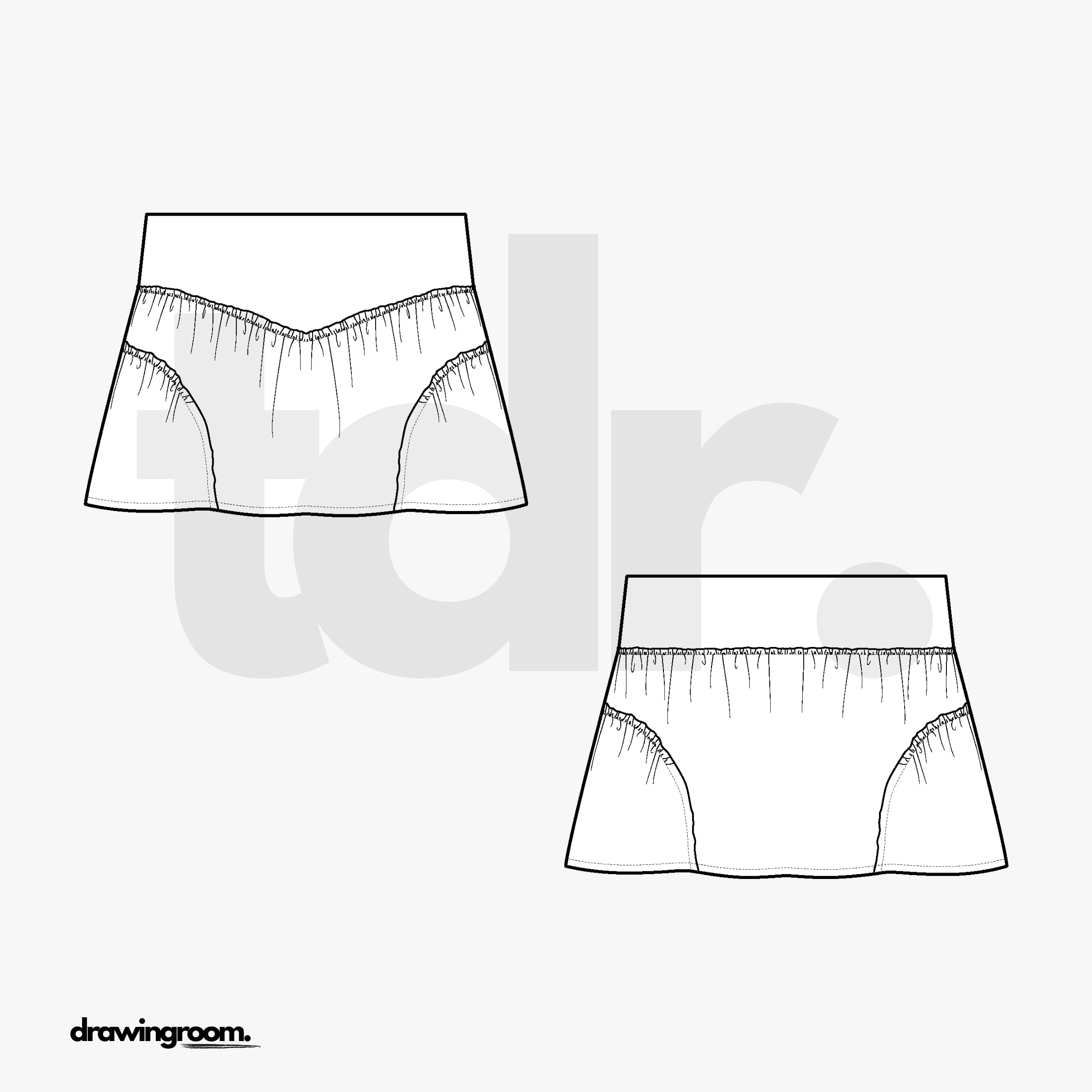 Mini Skirt with Side Godets - Flat Mockup Vector