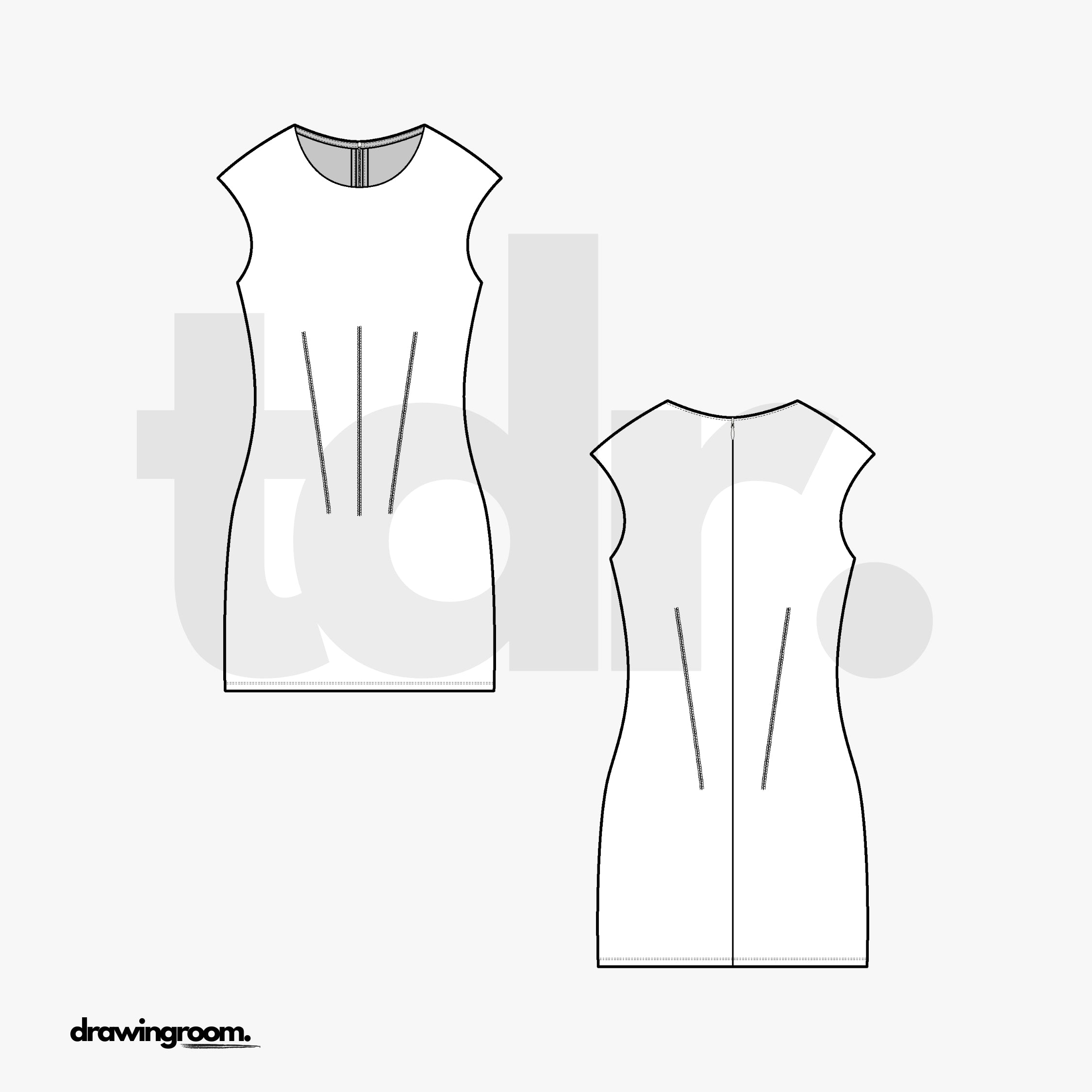 Mini Sleeveless Corset Dress - Flat Mockup Vector