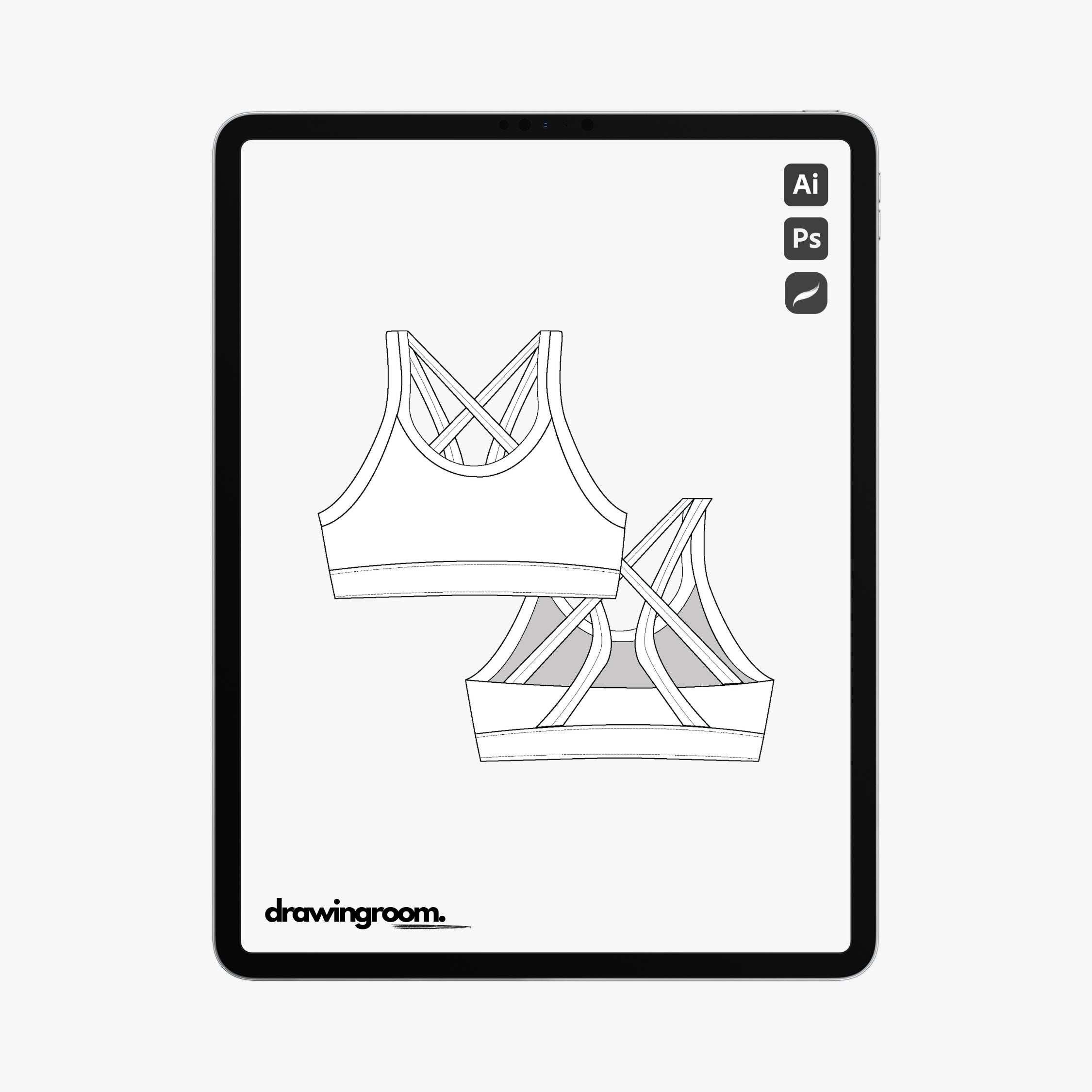 Multi Straps Sports Bra - Flat Mockup Vector