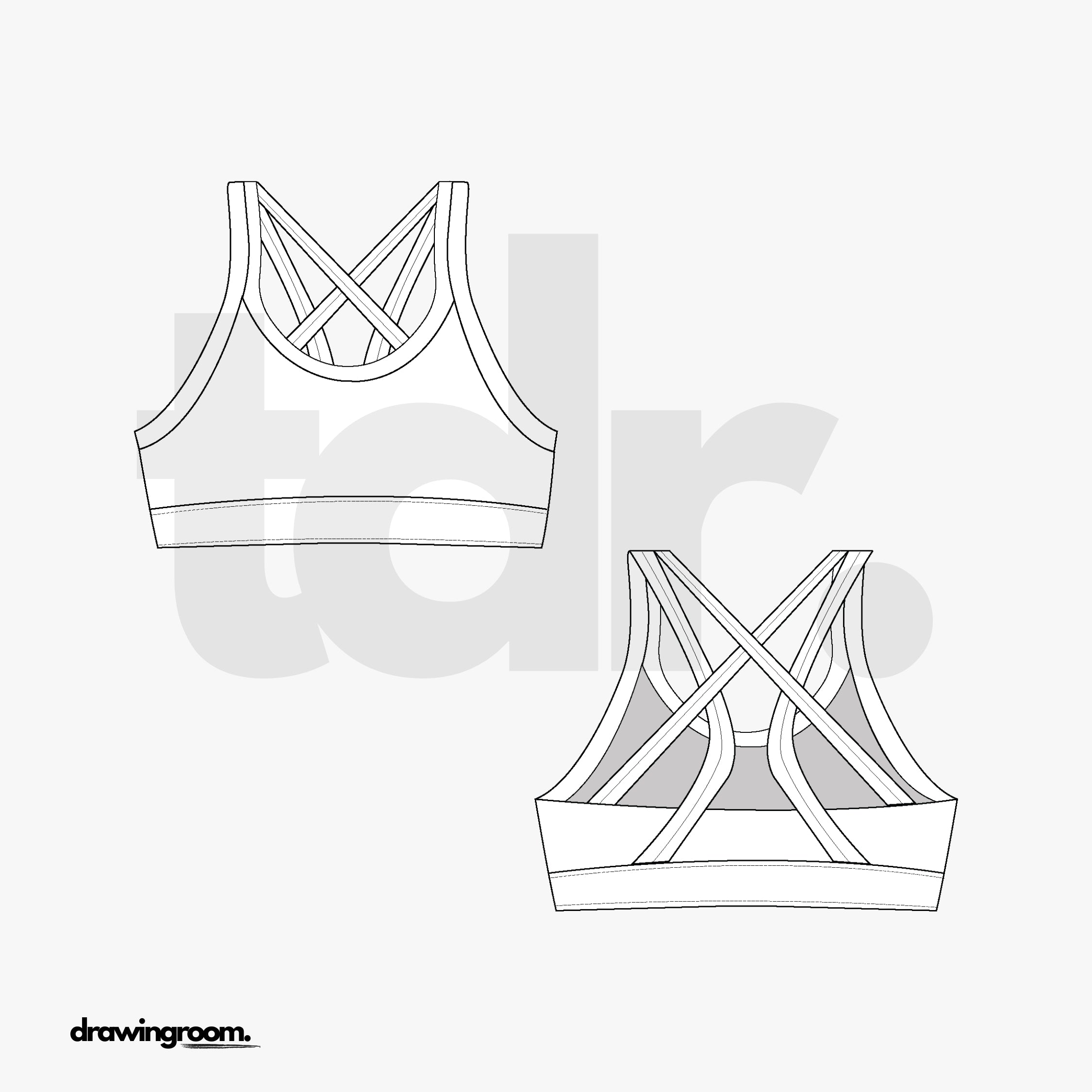 Multi Straps Sports Bra - Flat Mockup Vector