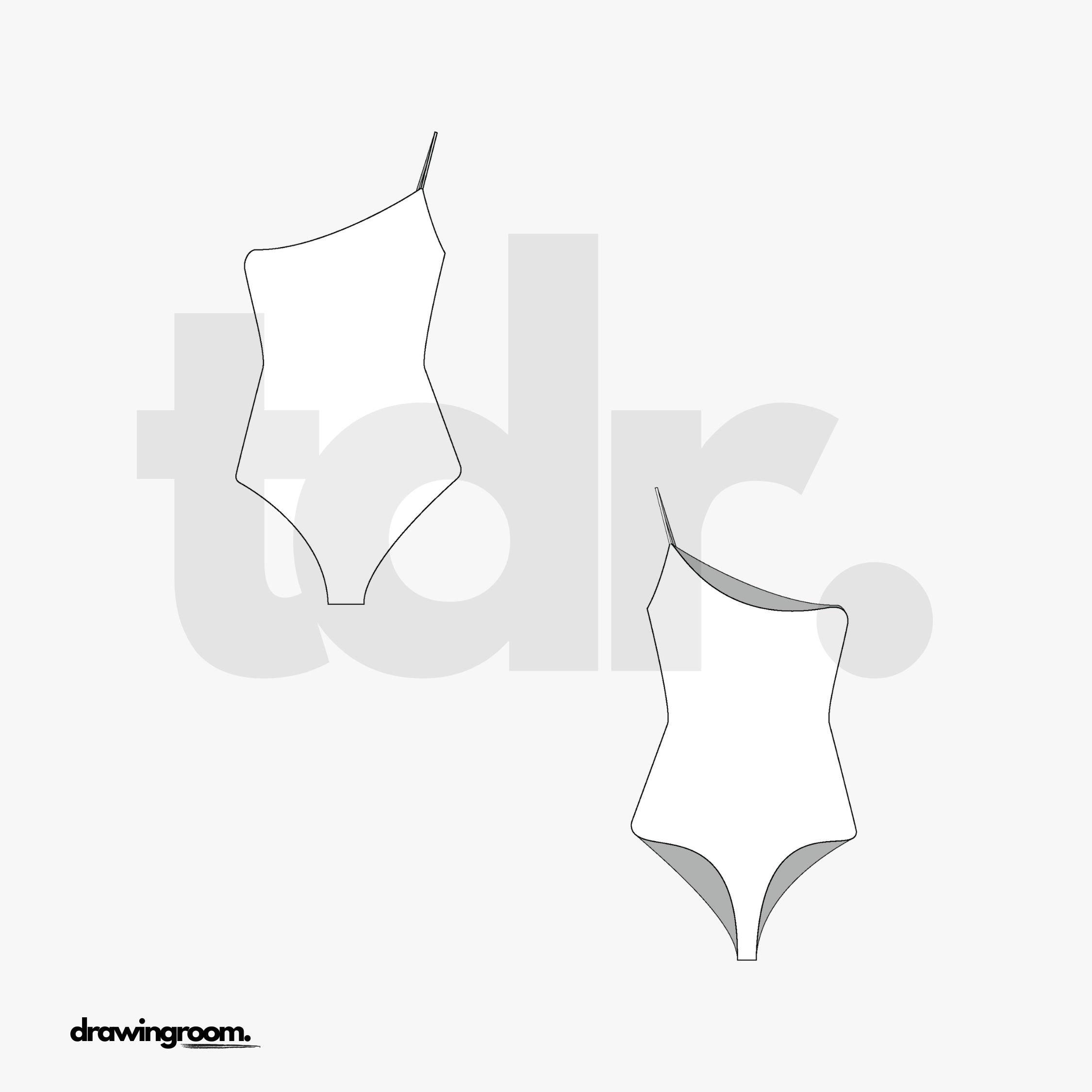 One Shoulder Tank Thong Body Suit - Flat Mockup Vector