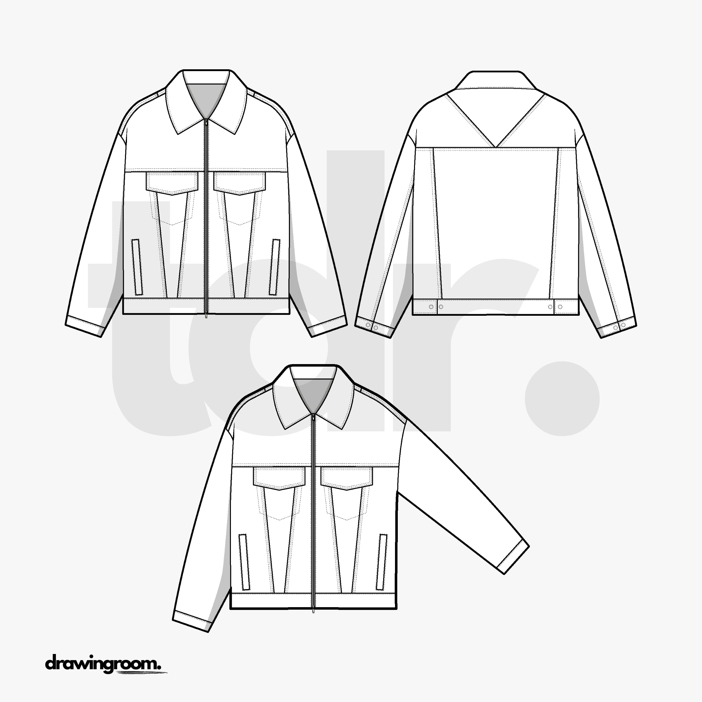 Oversize Fit Jean Jacket - Flat Mockup Vector