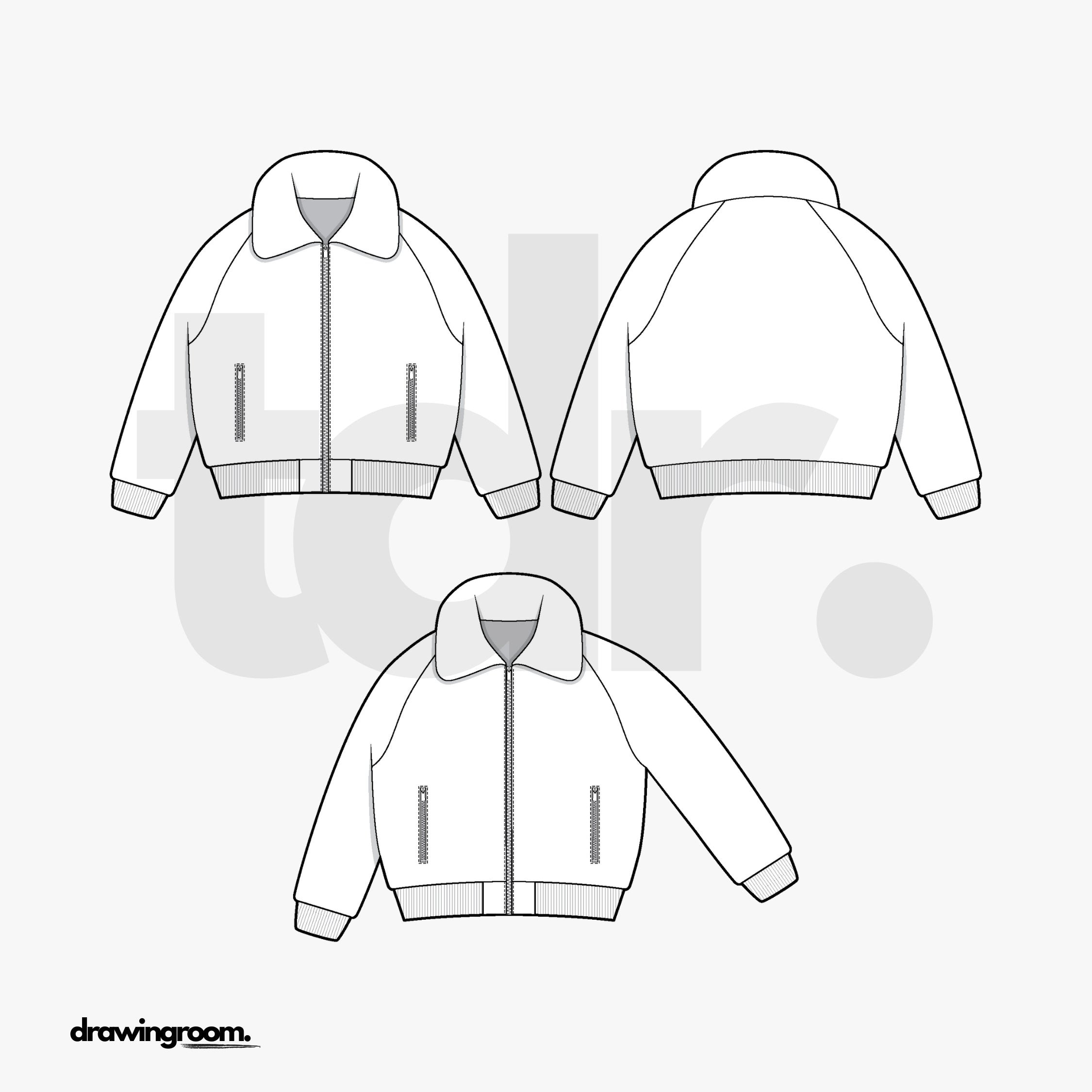 Oversized Bomber Zip Jacket - Flat Mockup Vector