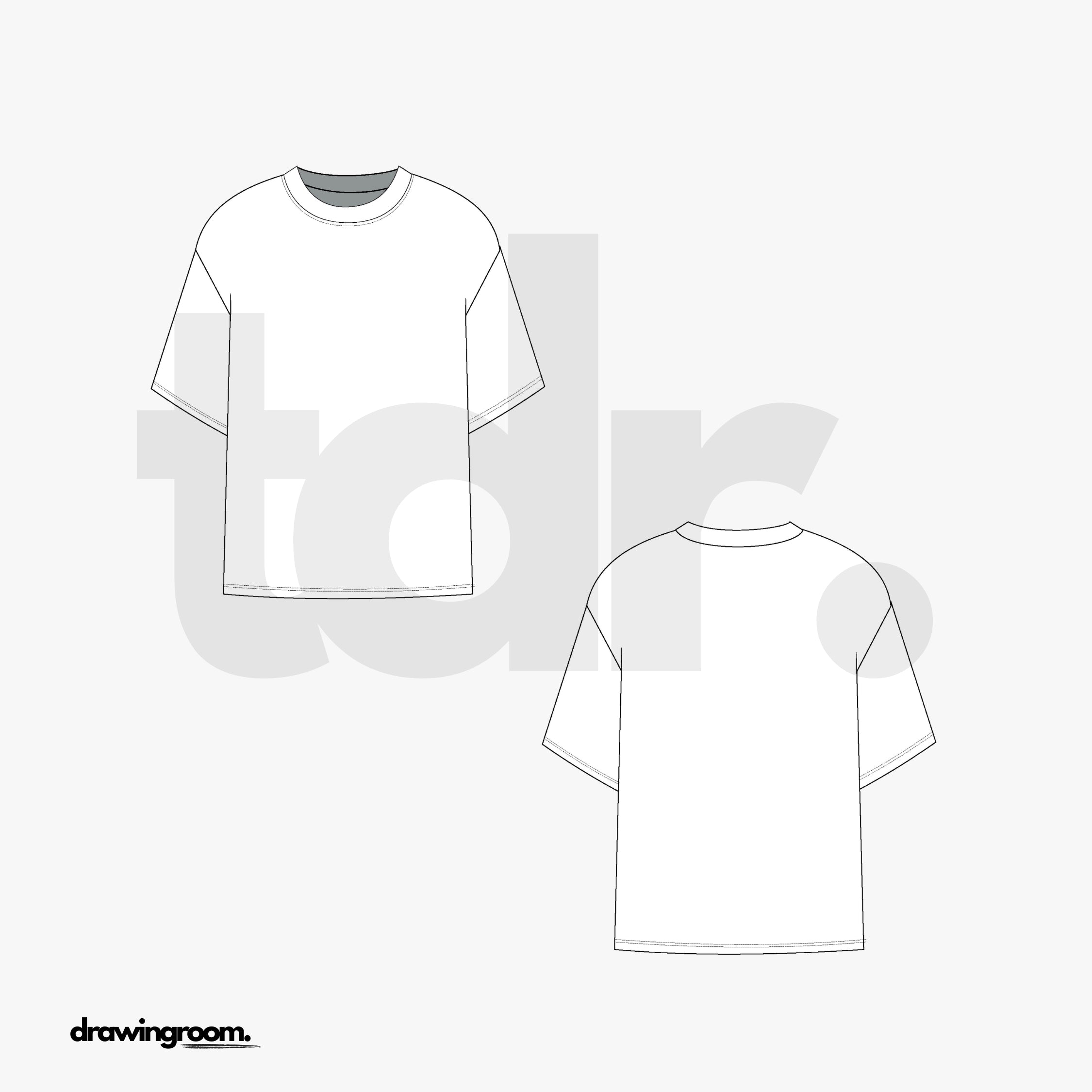 Relaxed Fit T-Shirt with Drop Shoulder - Flat Mockup Vector