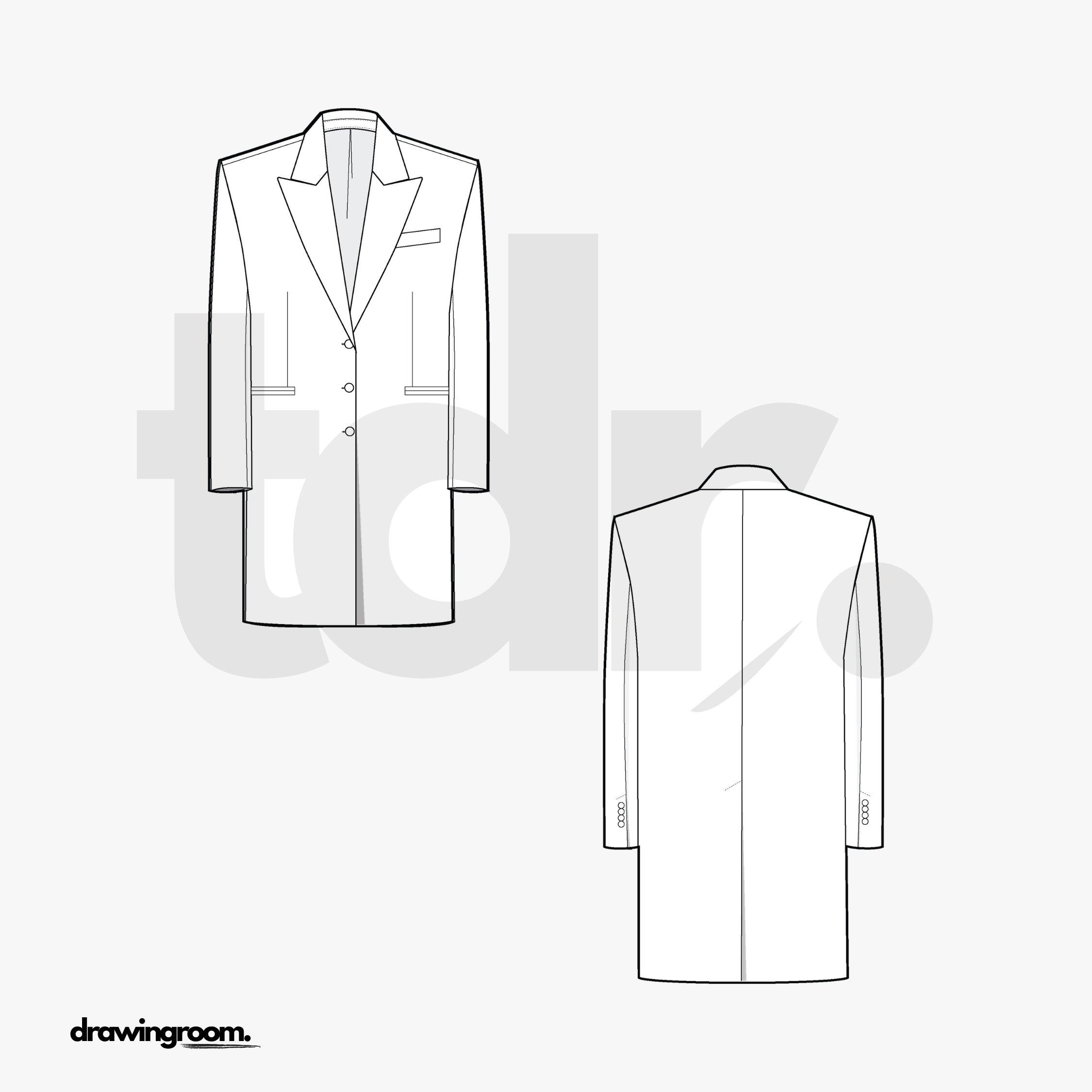 Oversized Long Coat - Flat Mockup Vector