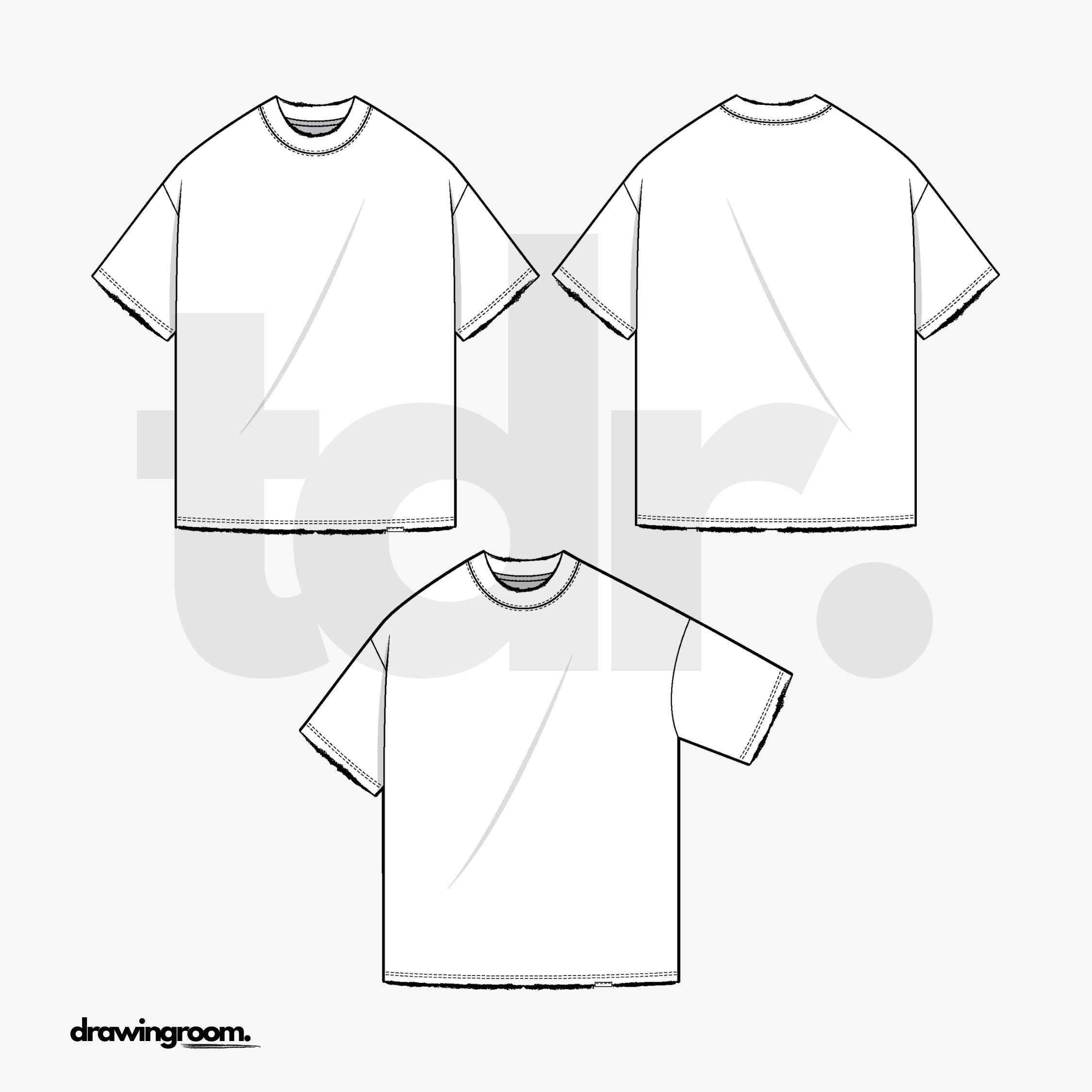 Oversized Short Sleeve T-Shirt - Flat Mockup Vector