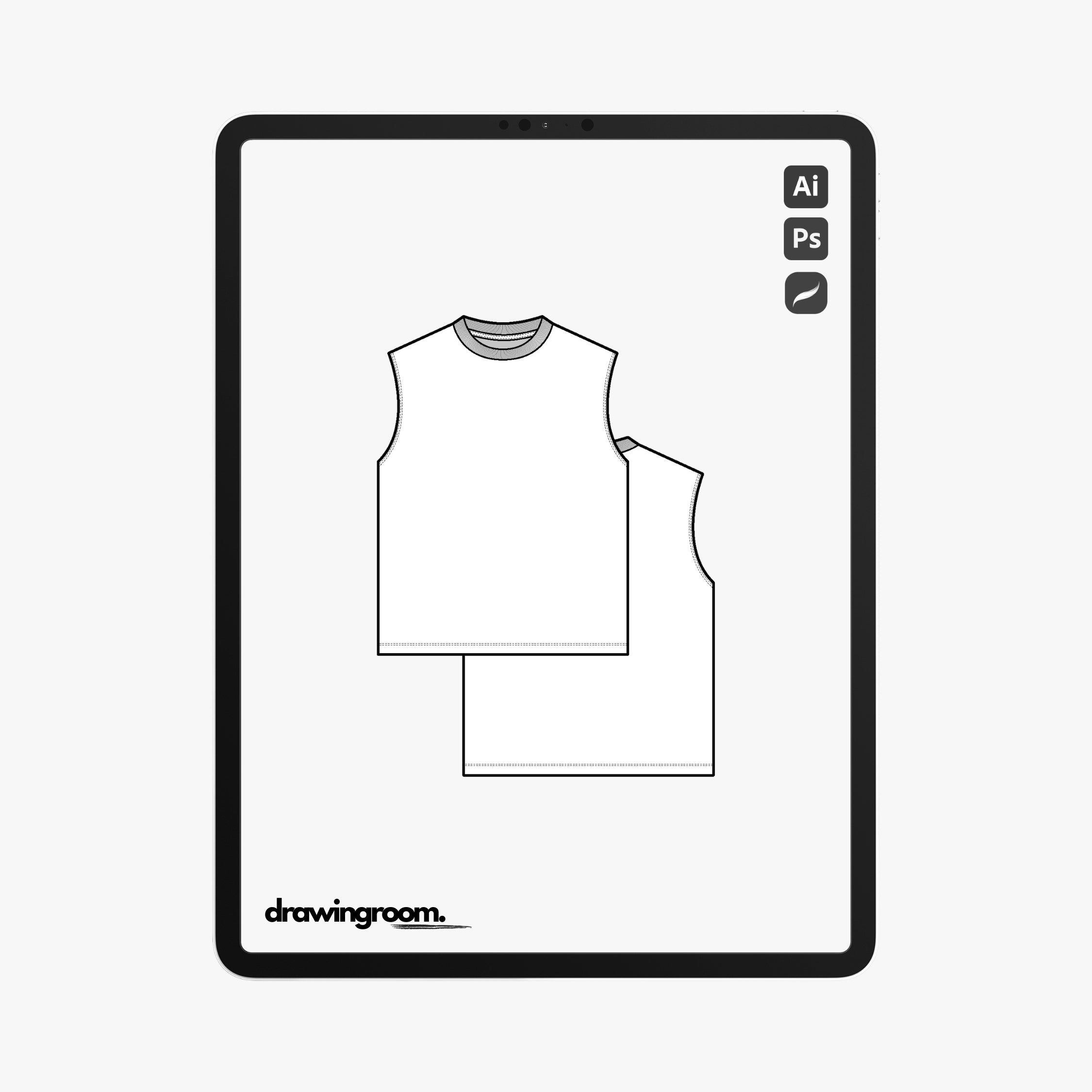 Oversized Fit Sleeveless Shirt - Flat Mockup Vector