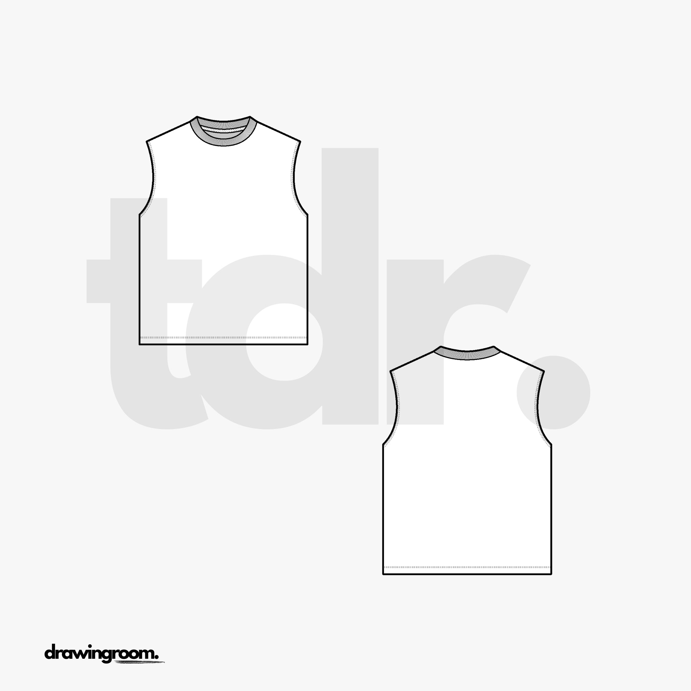 Oversized Fit Sleeveless Shirt - Flat Mockup Vector