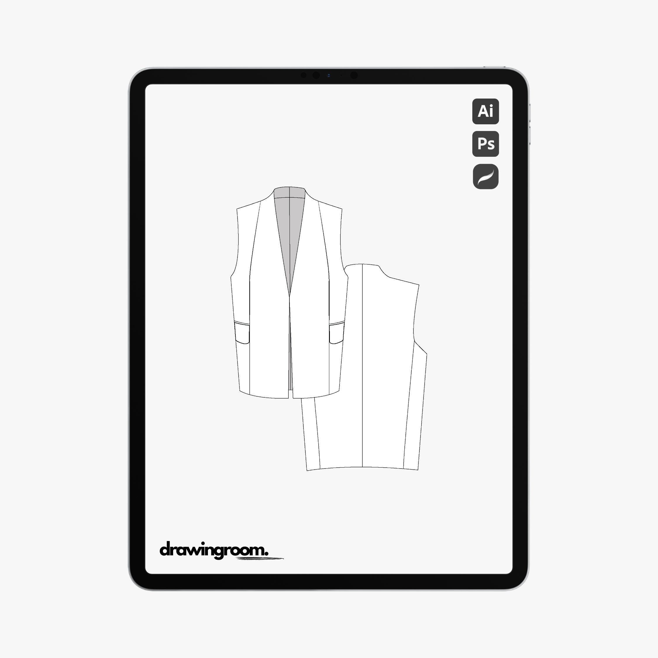 Oversized Suit Vest - Flat Mockup Vector