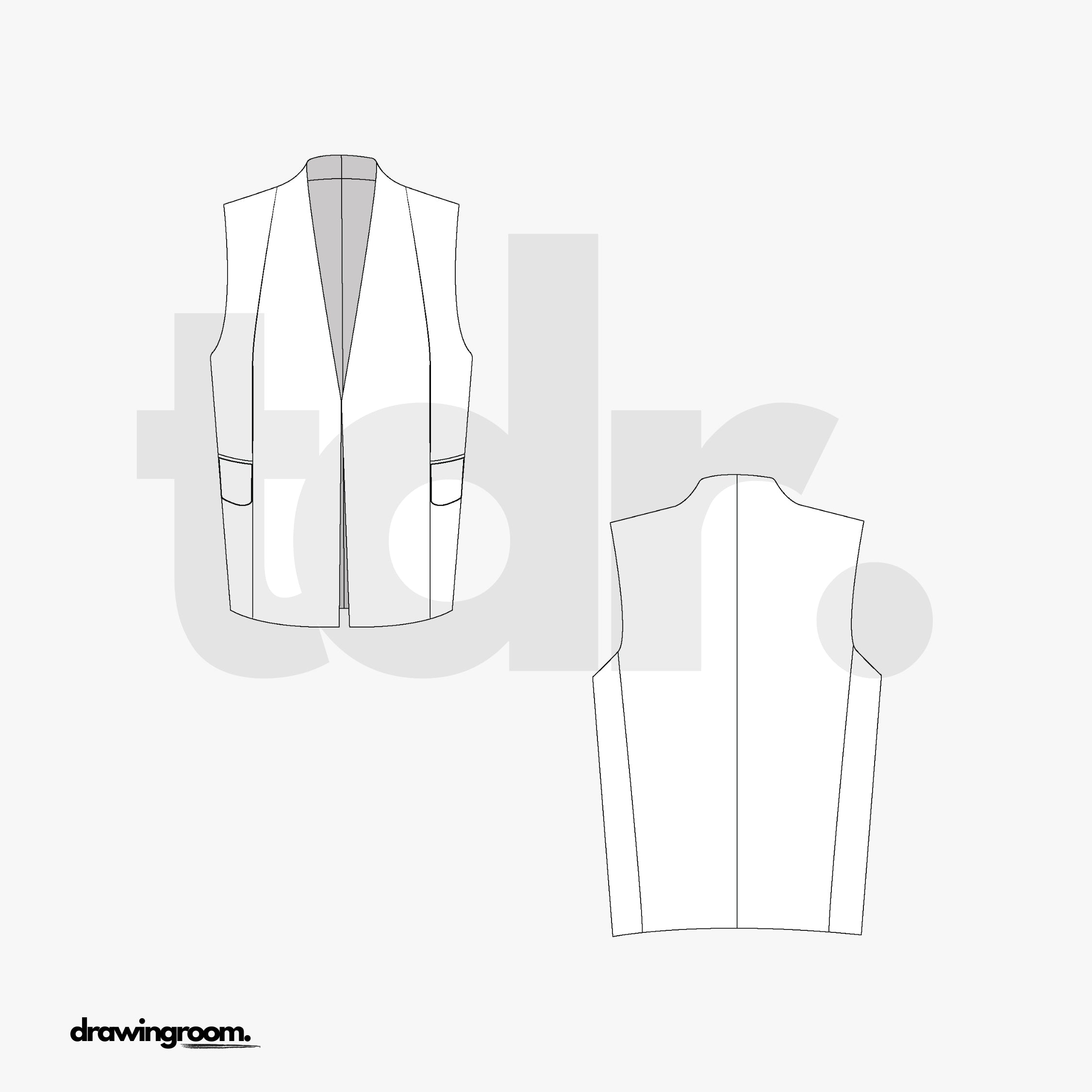 Oversized Suit Vest - Flat Mockup Vector