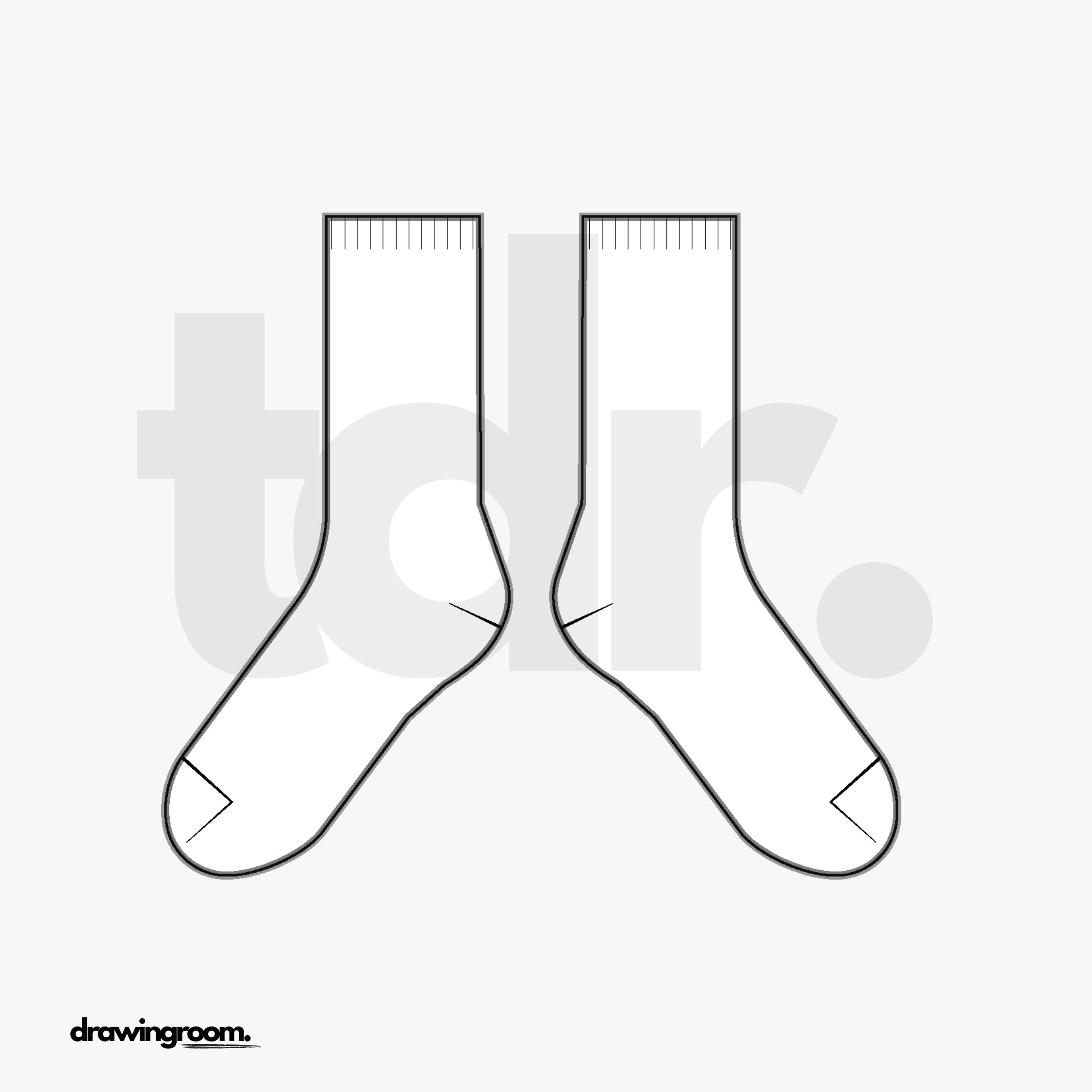 Plain Crew Socks - Flat Mockup Vector