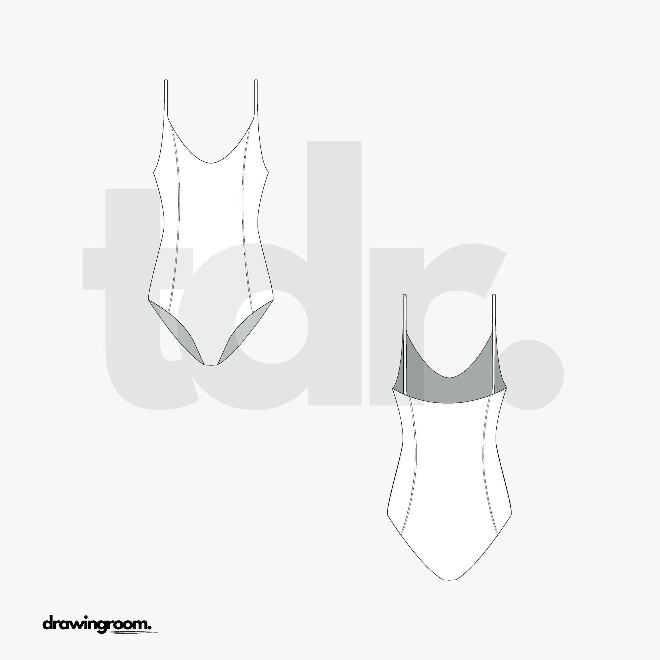 Princess Seam One Piece Swim Suit - Flat Mockup Vector