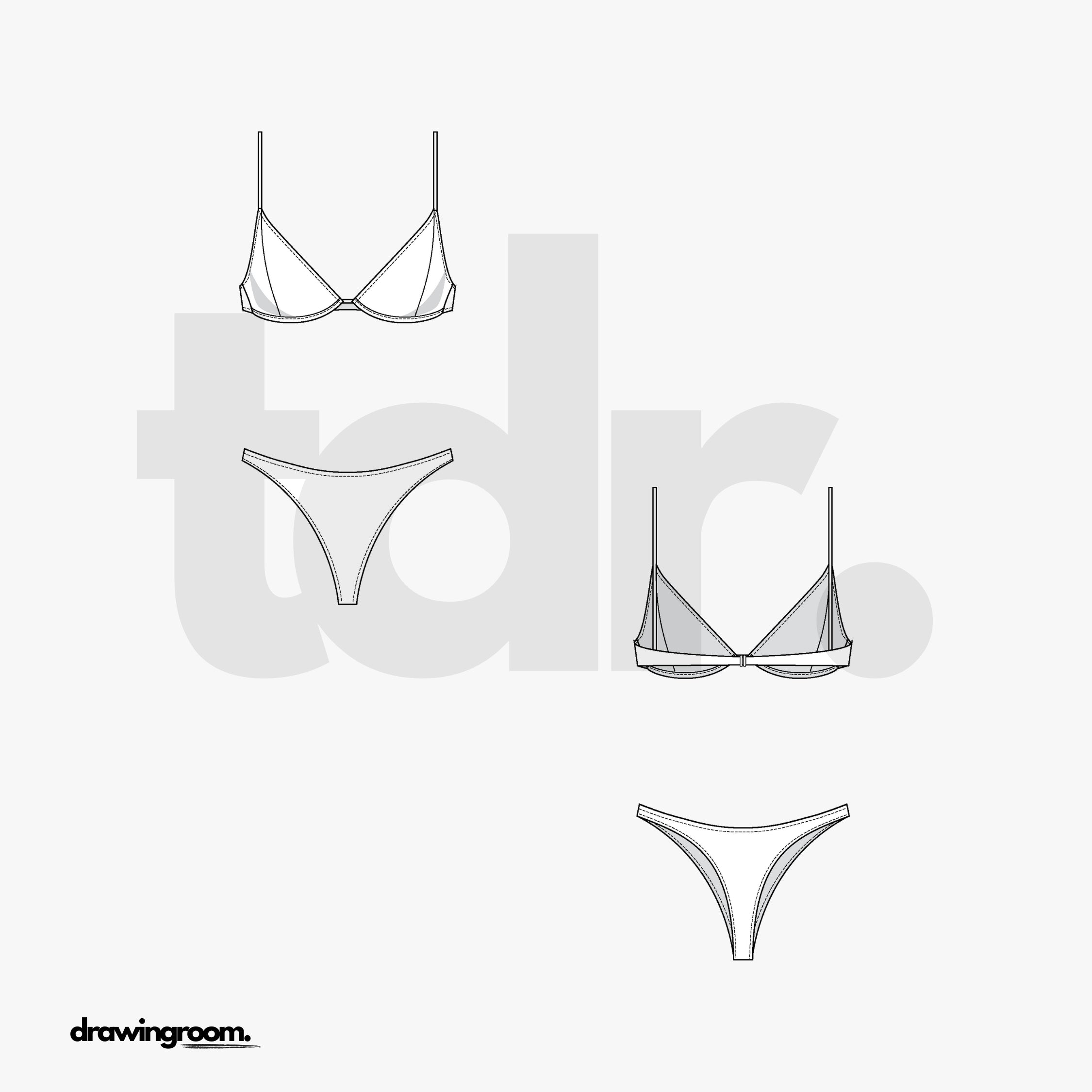 Princess Seam Top Two Piece Swim Suit - Flat Mockup Vector