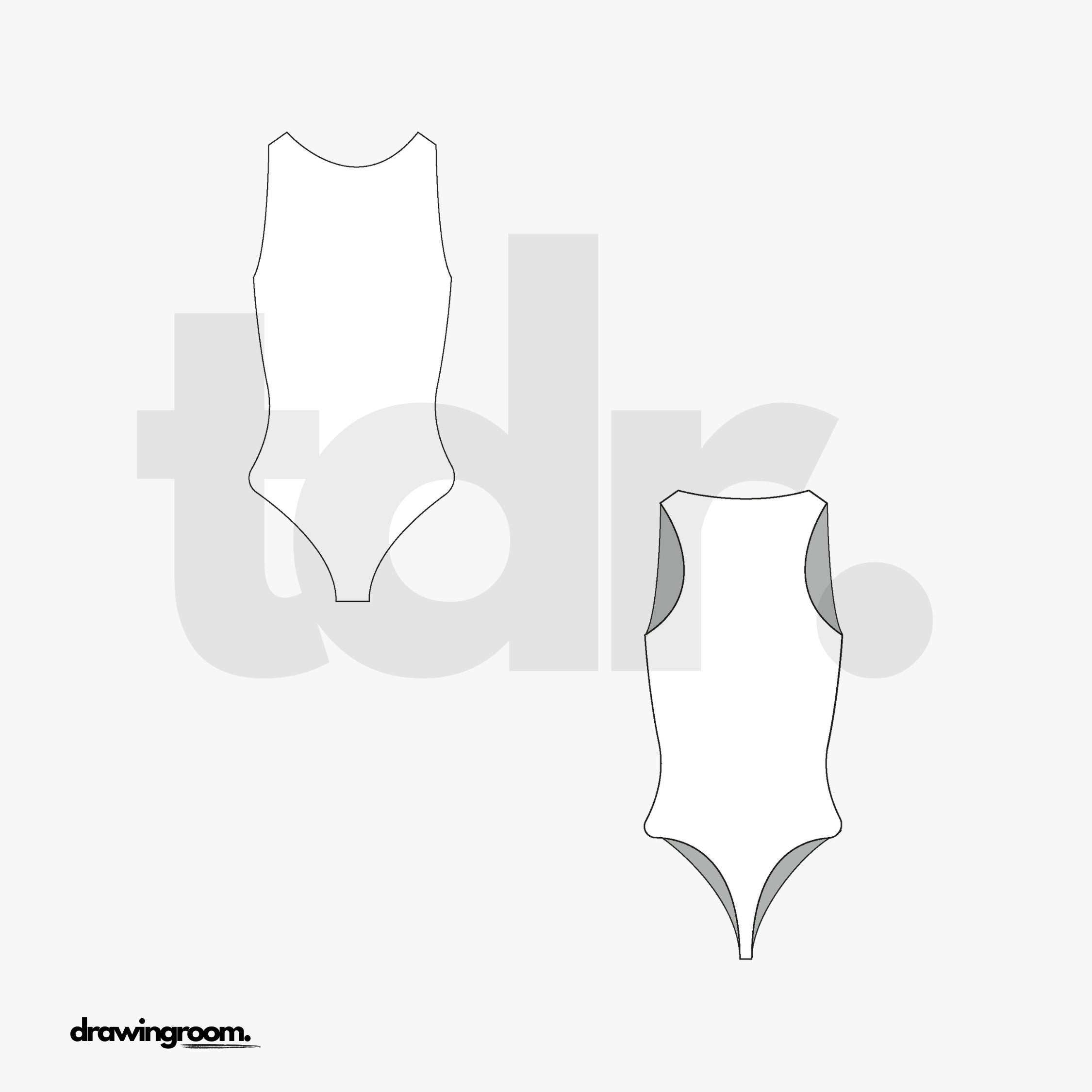 Racer Back Tank Thong Body Suit - Flat Mockup Vector